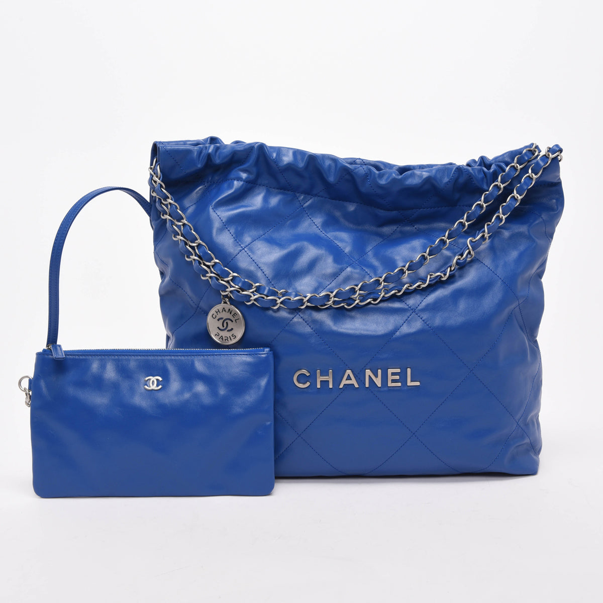 Chanel Royal Blue Shiny Calfskin Small 22 Bag