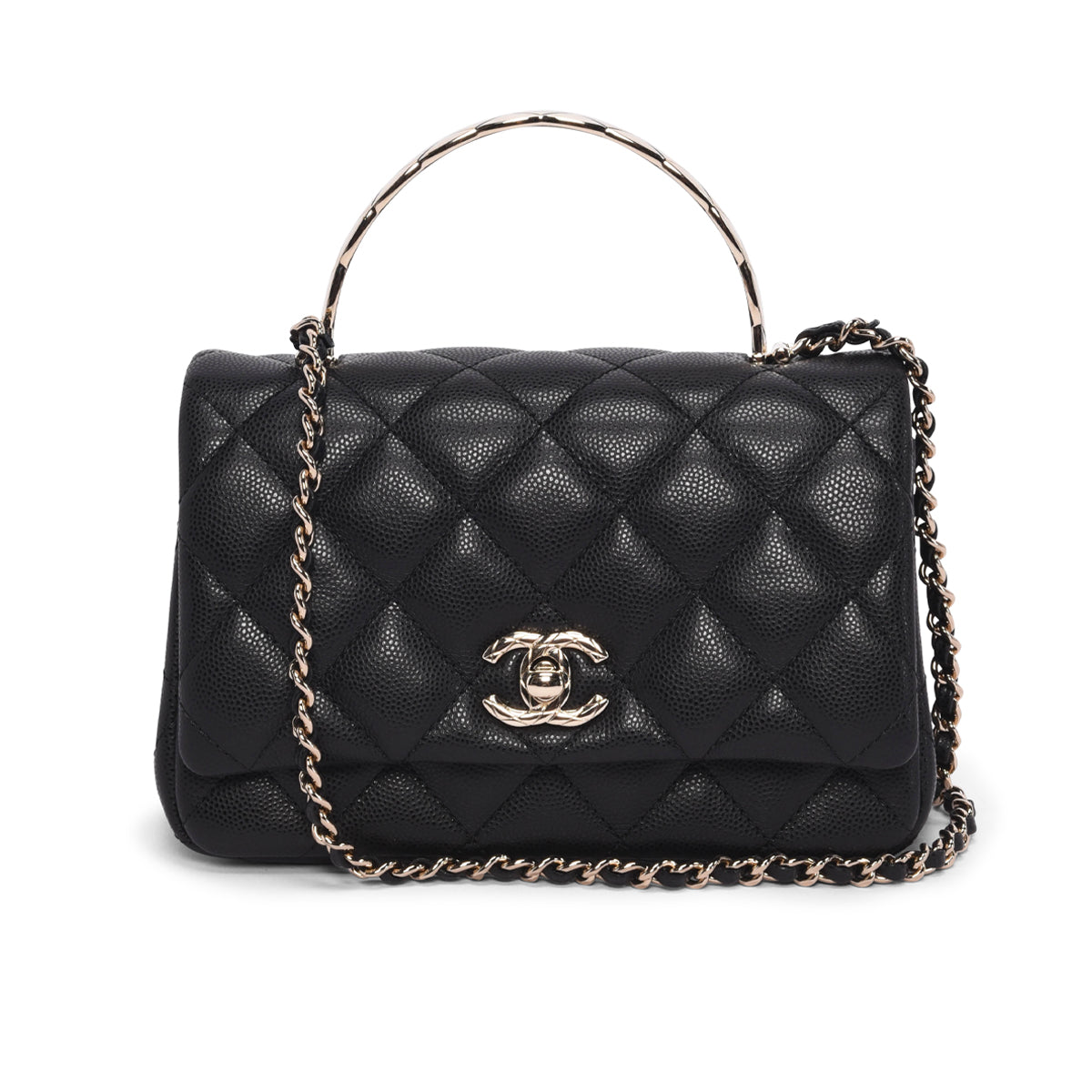 Chanel Black Caviar Coco Crush Mini Top Handle Bag