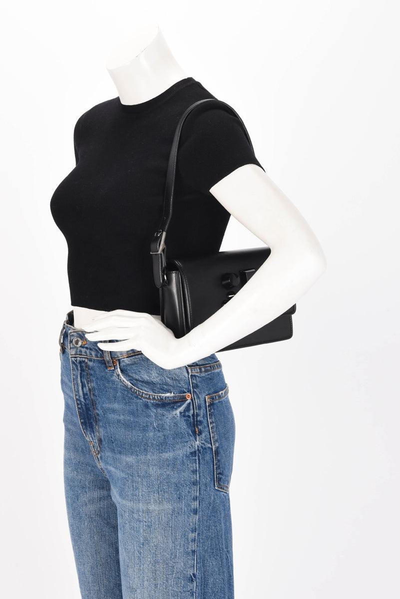 Christian Louboutin Black Calfskin Studded Carasky Cross Body Bag