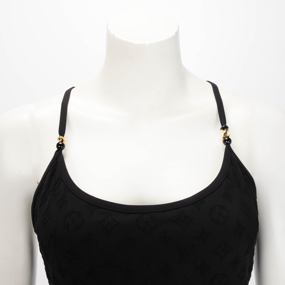 Louis Vuitton Black Monogram Jacquard One Piece Swimsuit FR 42