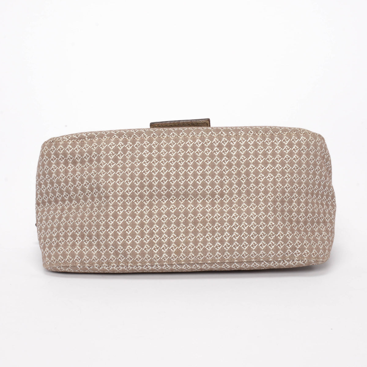Fendi Beige & Silver Micro Zucchino Canvas Mini Baguette Bag
