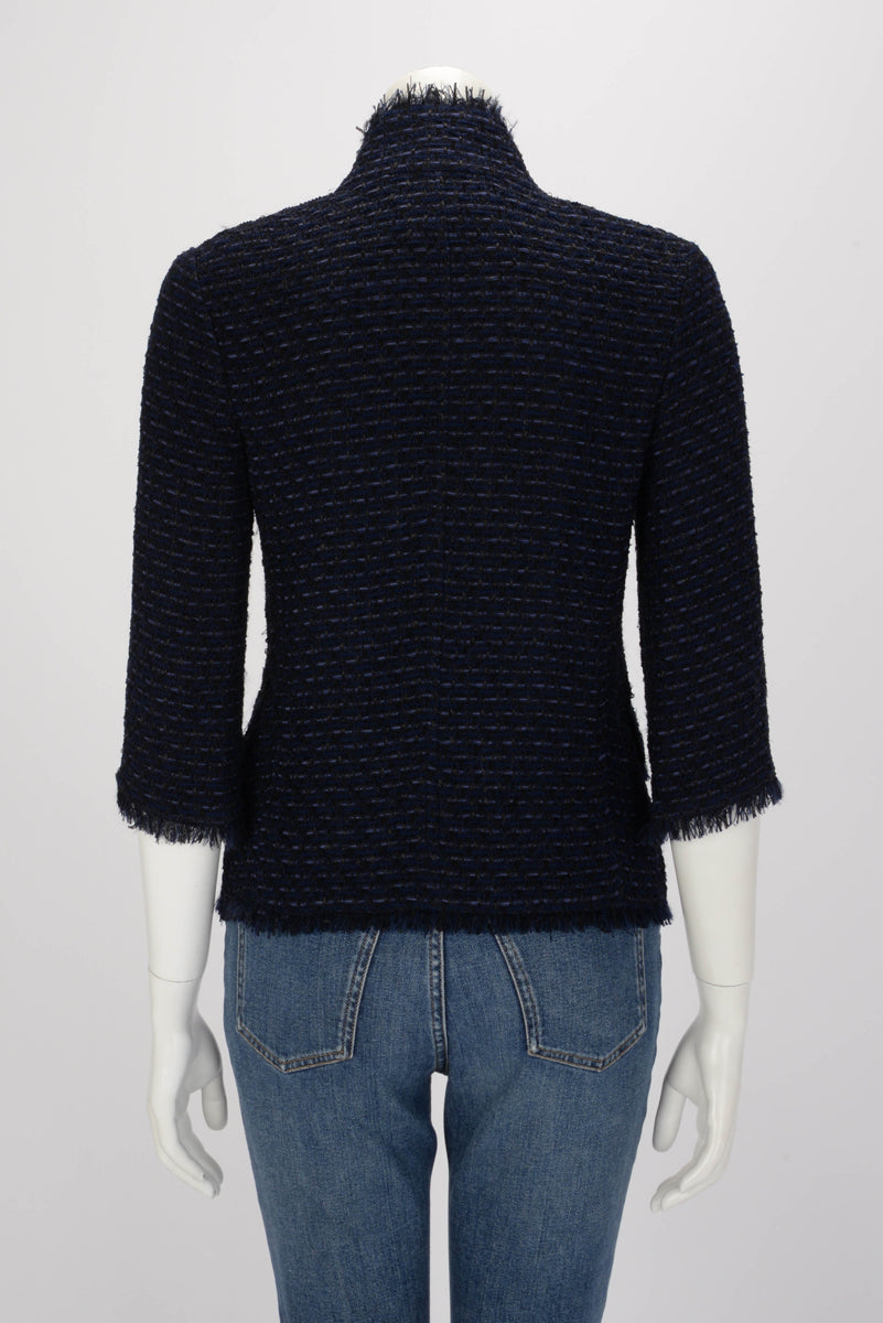 Chanel Navy Fantasy Tweed Four Pocket Jacket FR 38