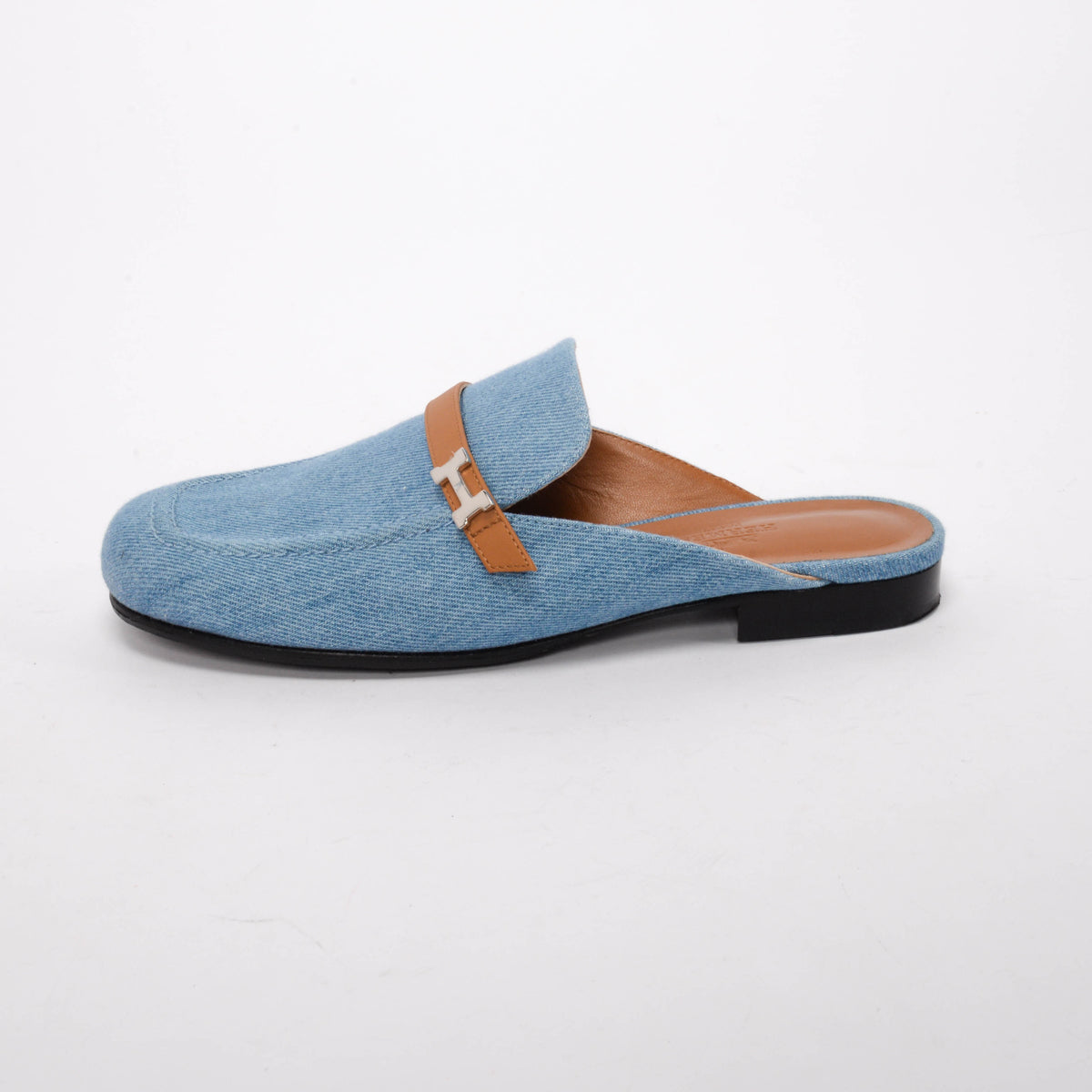 Hermes Blue Denim Lola Mules 37