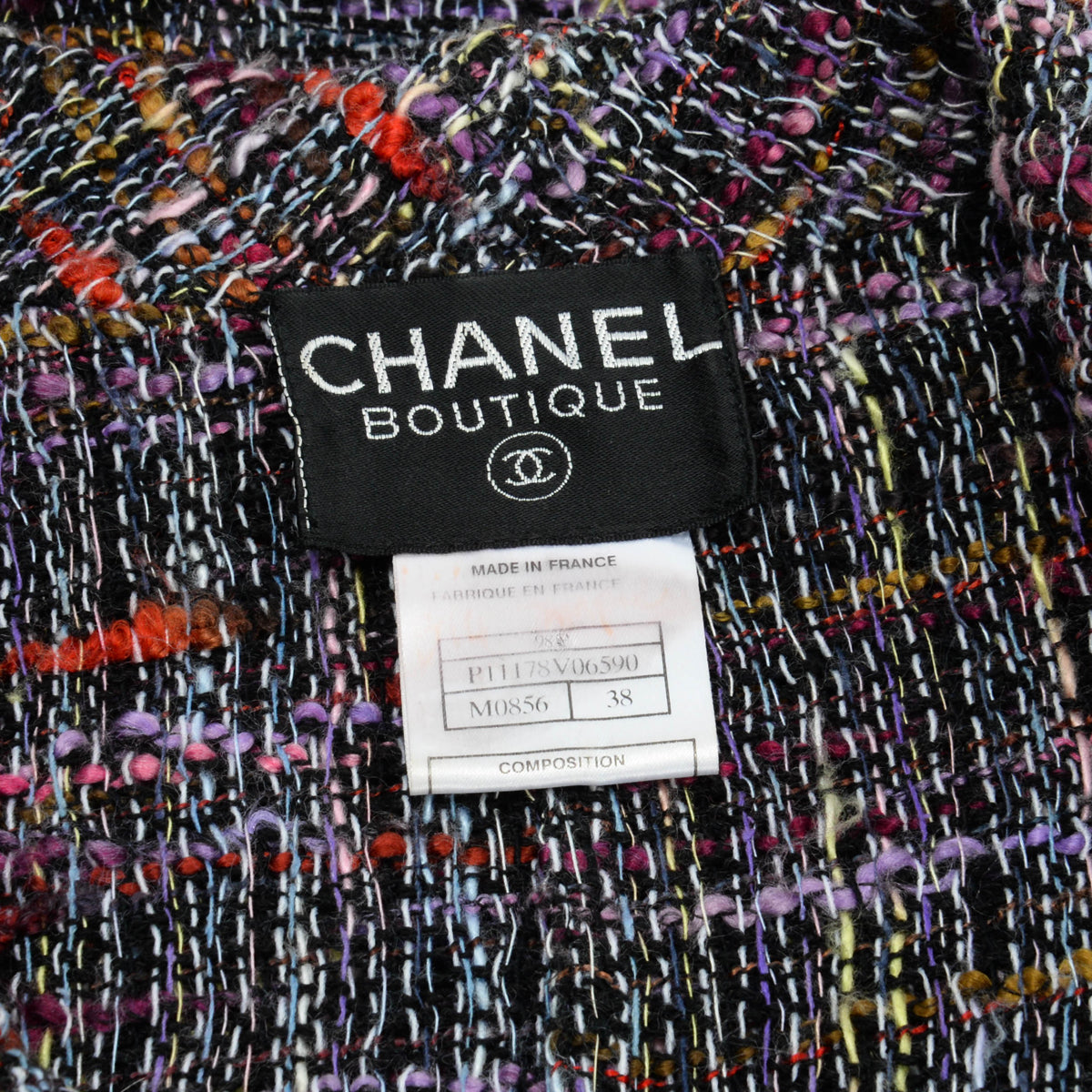 Chanel Purple Fantasy Tweed Frayed Edge Jacket FR 38