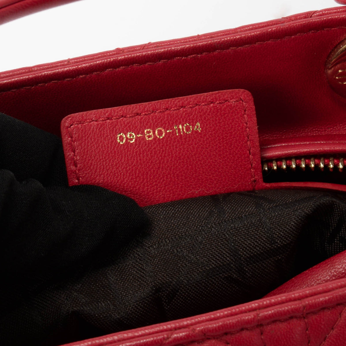 Dior Red Lambskin Cannage Medium Lady Dior Bag