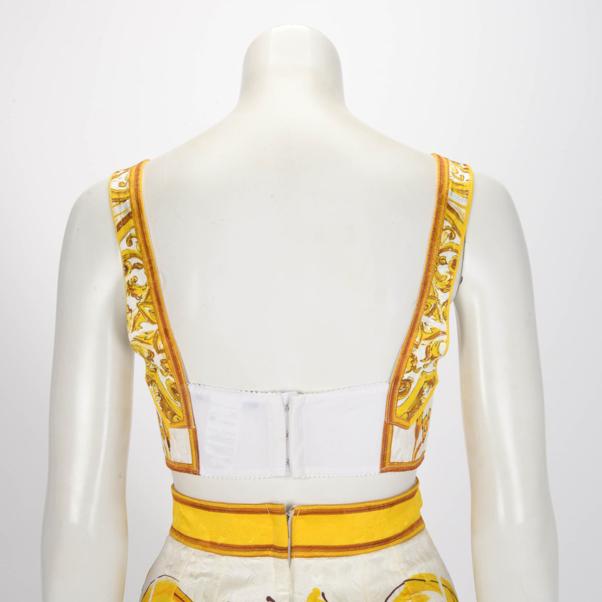 Dolce & Gabbana Yellow Cotton Majolica Print Top & Skirt Top: IT 40, Skirt: IT 3