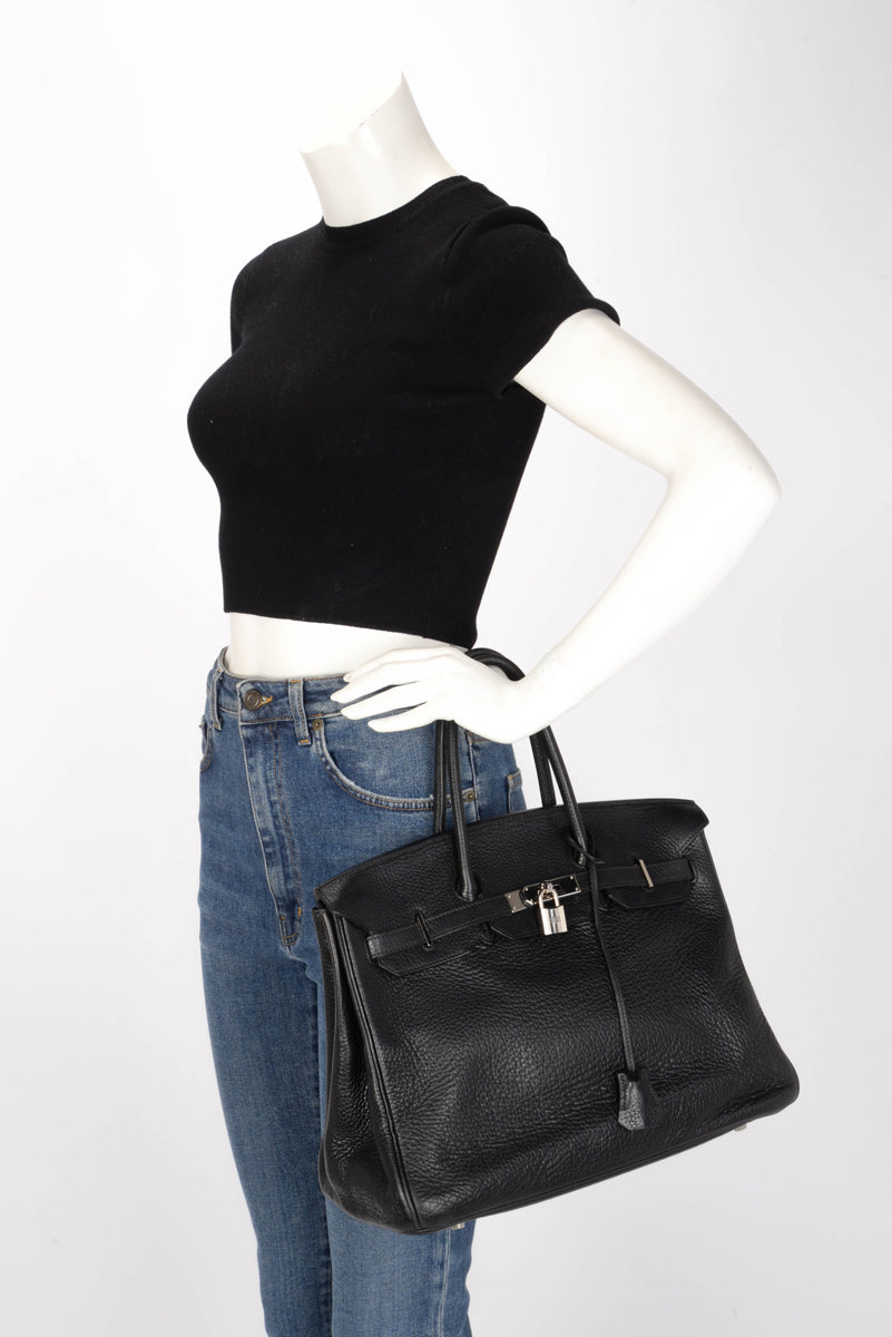 Hermes Black Clemence Birkin 35 PHW
