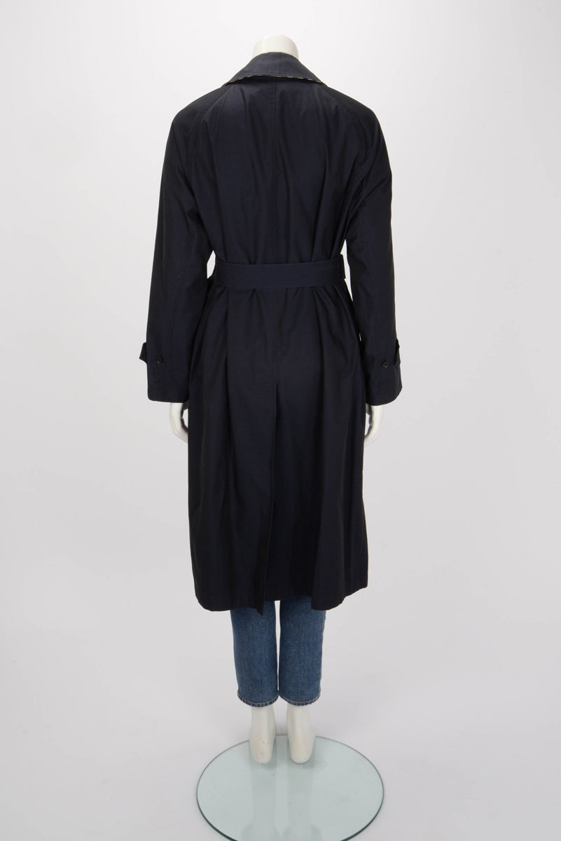 Burberry Blue Carbon Cotton Brighton Trench Coat UK 6