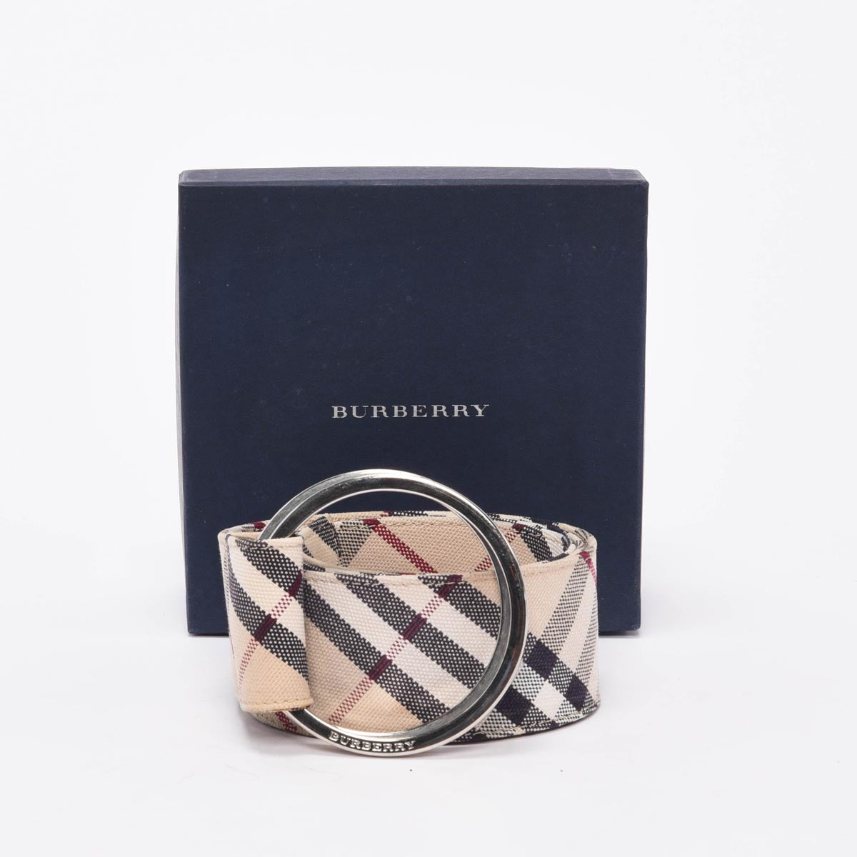 Burberry Beige Nova Check Canvas Ring Buckle Belt