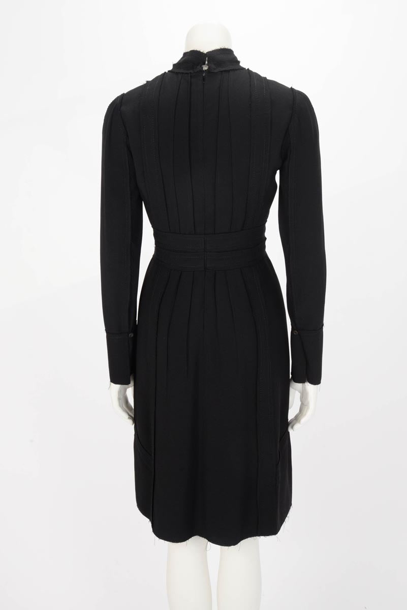 Prada Black Crepe Pleated Dress IT 40