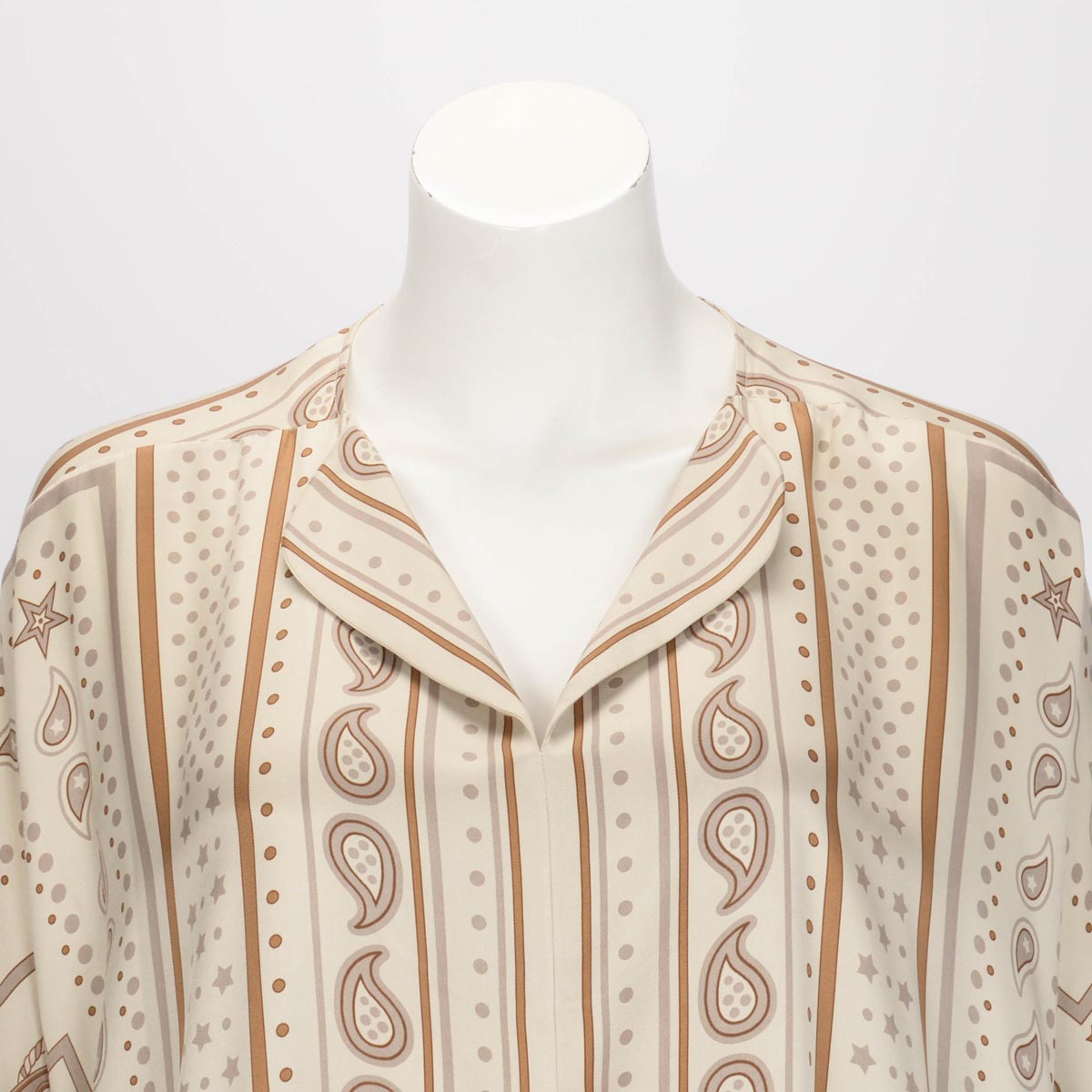 Hermes Beige Silk Les Cles Maxi Dress FR 46
