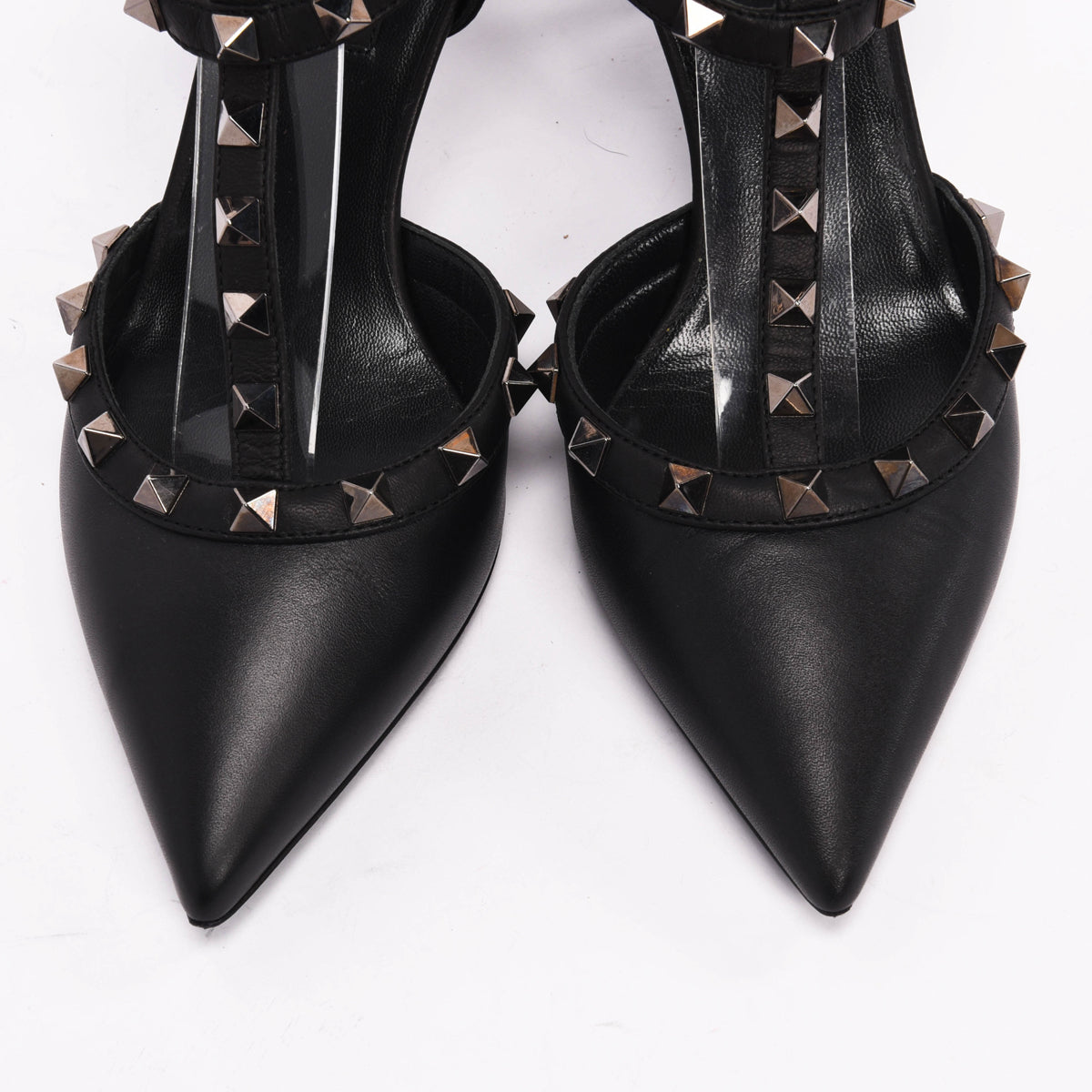 Valentino Black Matt Leather Rockstud Cage Pumps 36.5
