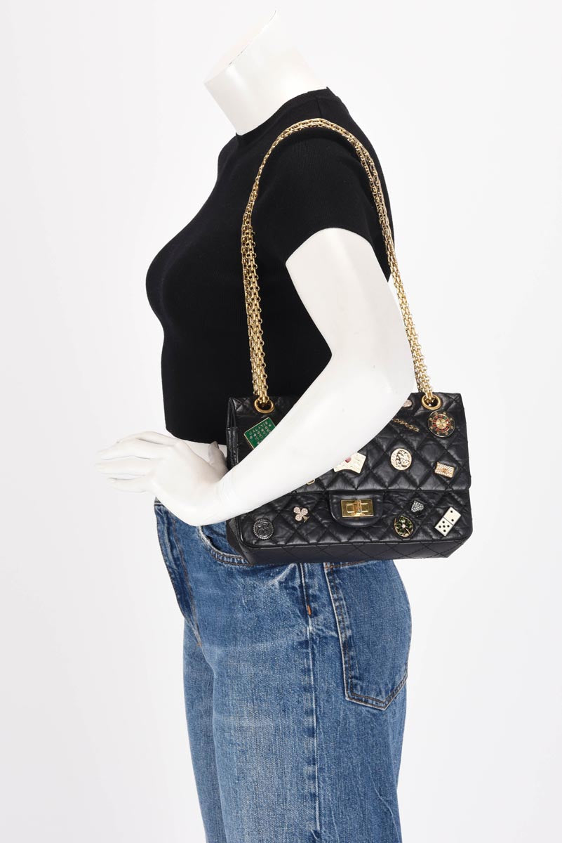 Chanel Black Quilted Calfskin Casino Lucky Charms Re-Issue Flap Bag