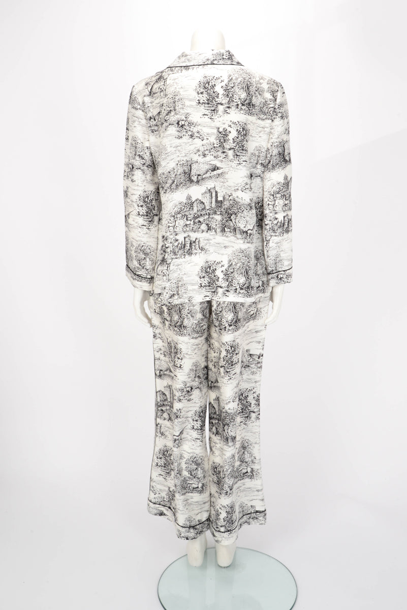 Dior White & Black Silk Toile de Jouy Chez Moi Set FR 36