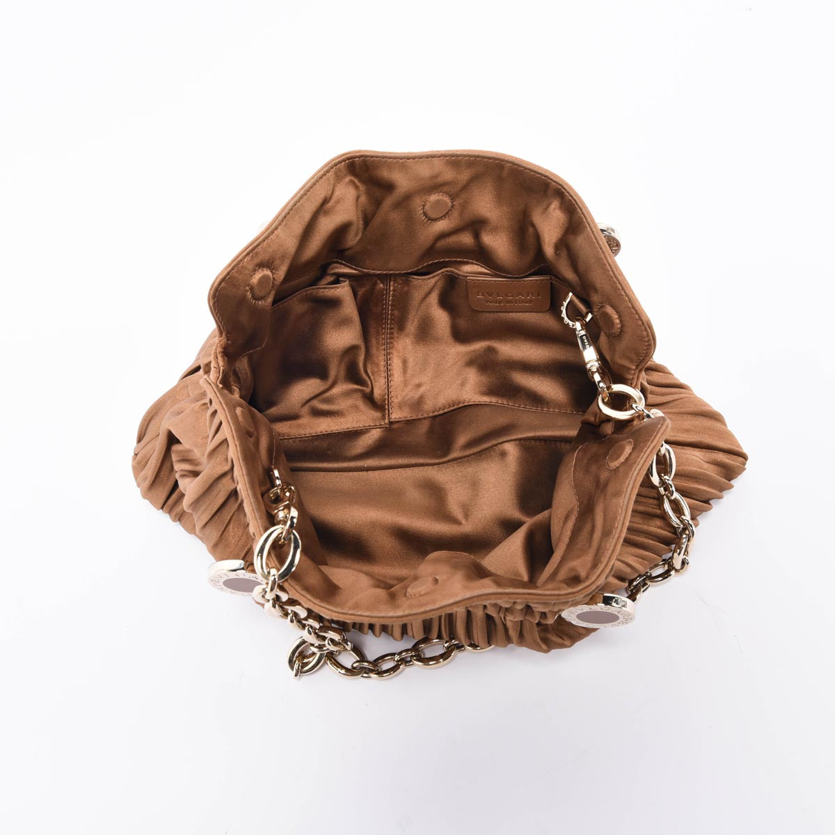 Bulgari Bronze Satin Plisse Clutch