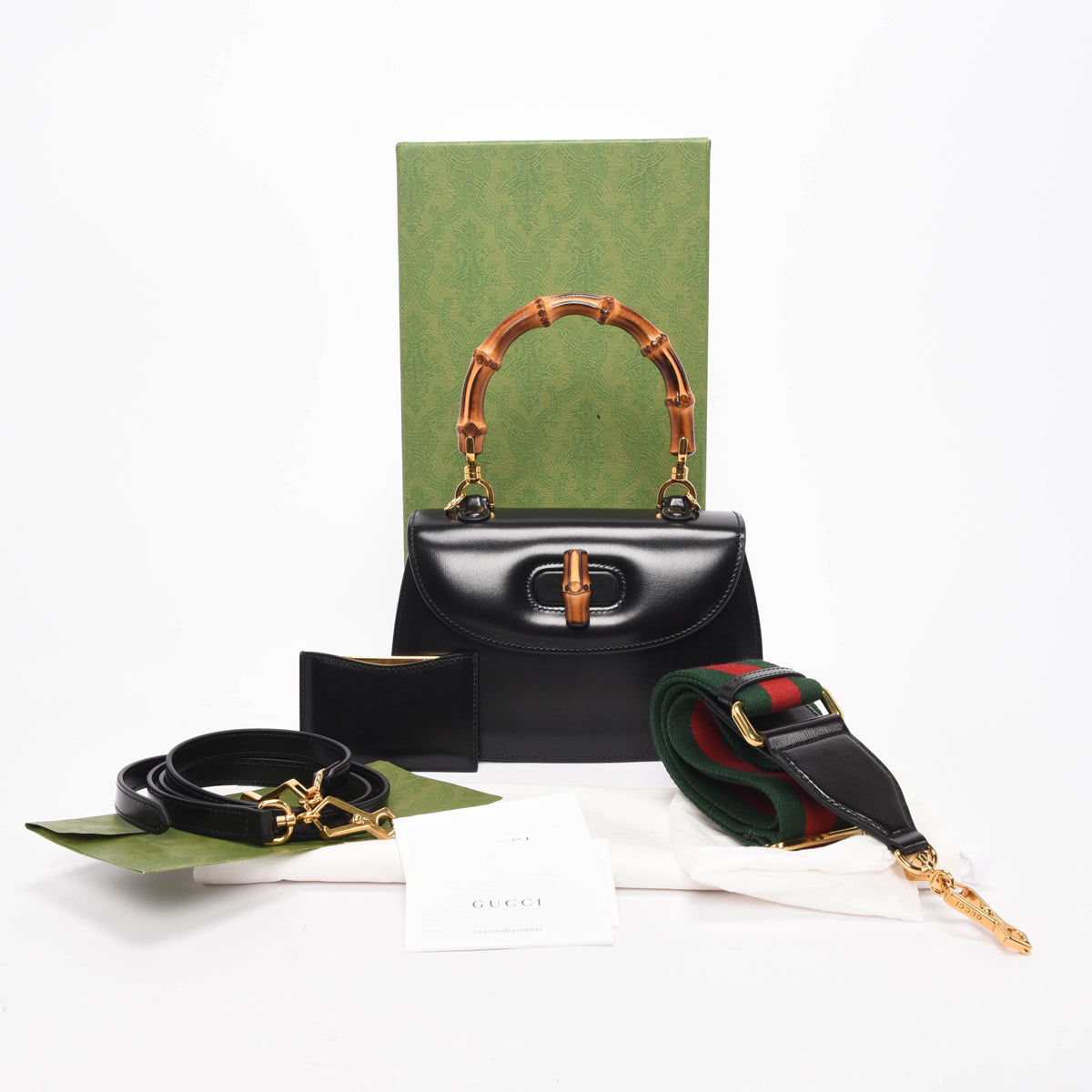 Gucci Black Calfskin Bamboo 1947 Small Bag