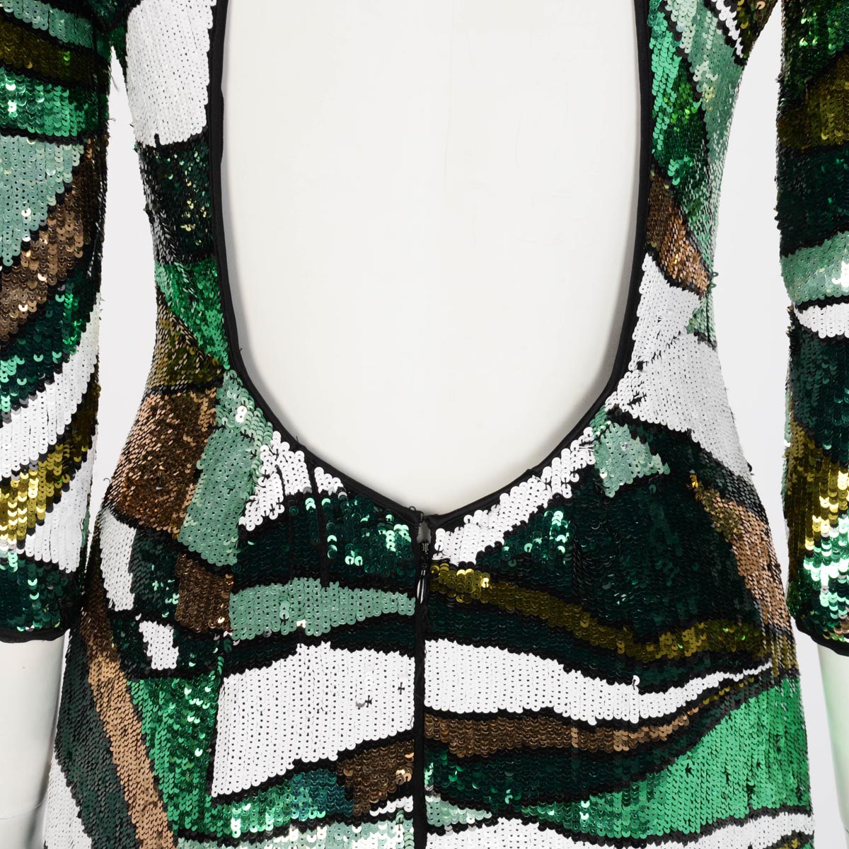 Emilio Pucci Emerald Sequin Encrusted Open Back Dress IT 44