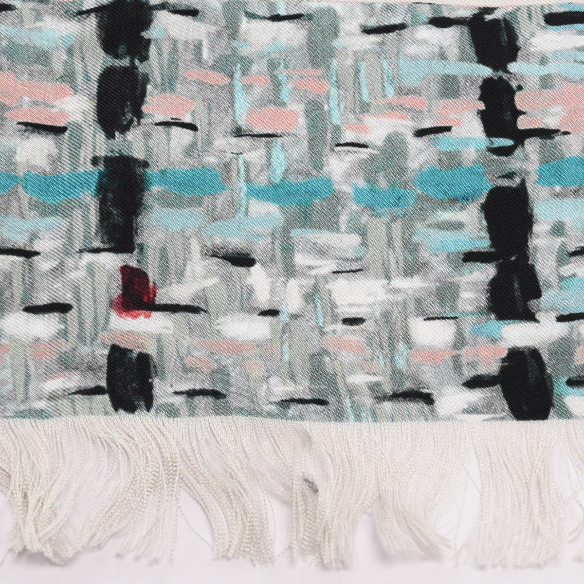 Chanel Turquoise Silk Tweed Print CC Shawl