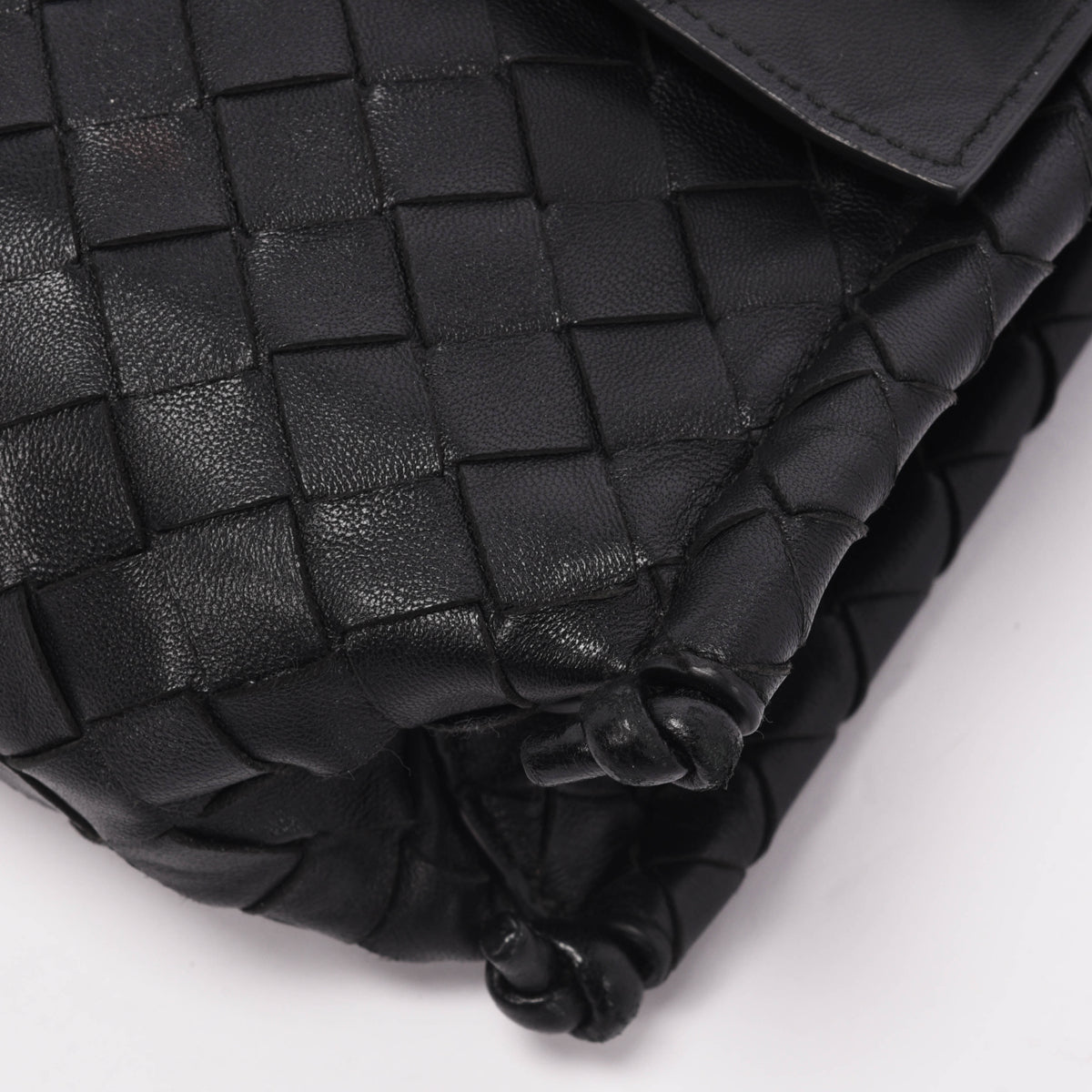 Bottega Veneta Black Intrecciato Small BV Fold Bag