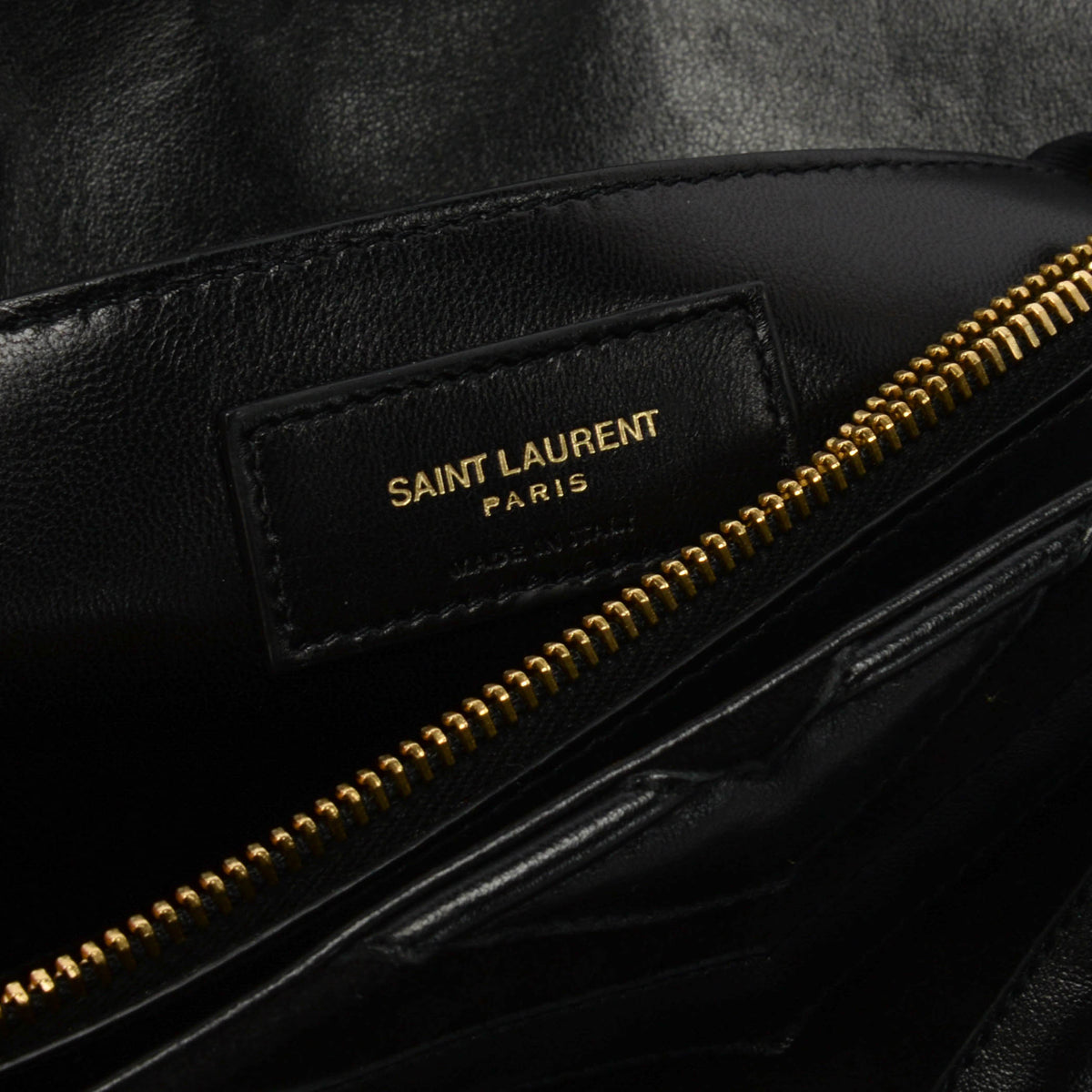Saint Laurent Black Chevron Calfskin & Suede Large College Bag