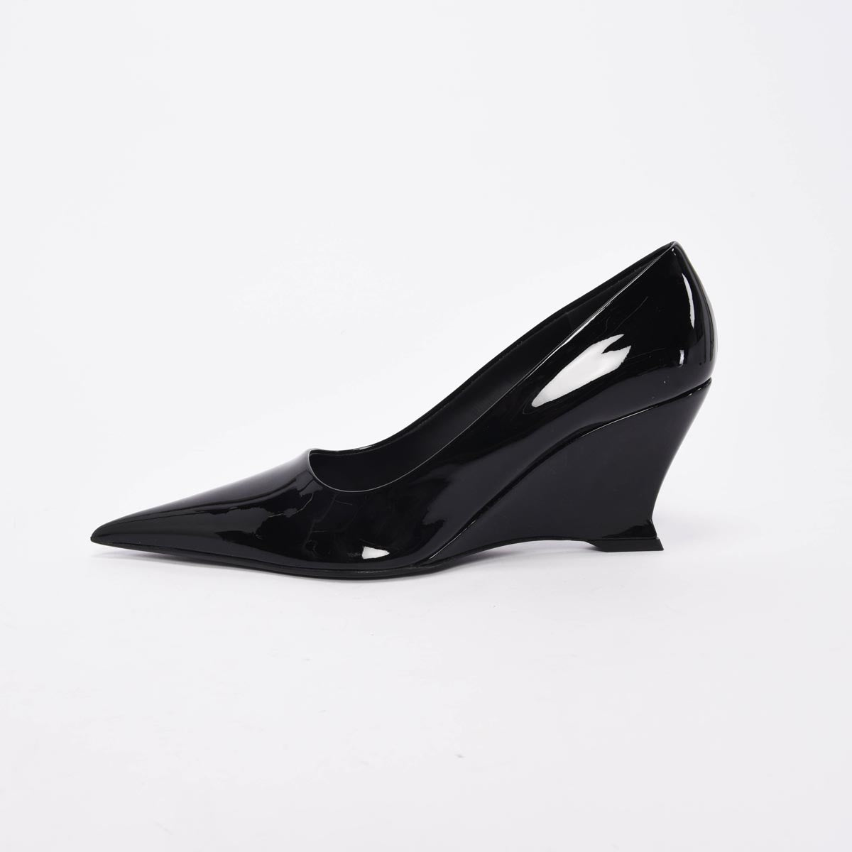 Ferragamo Black Patent Viola Wedges 10.5