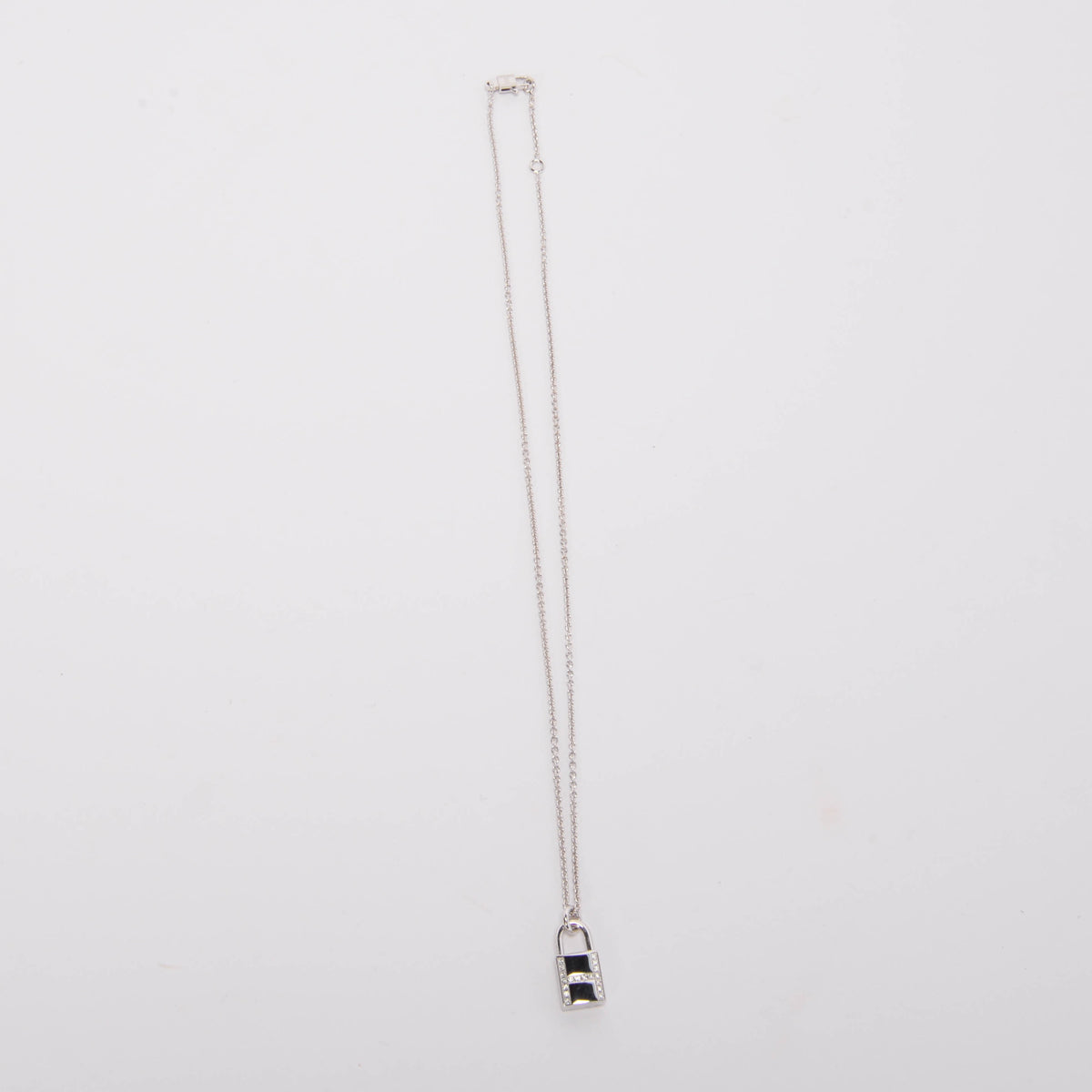 Hermes 18k White Gold & Diamond Kelly Cadenas Necklace