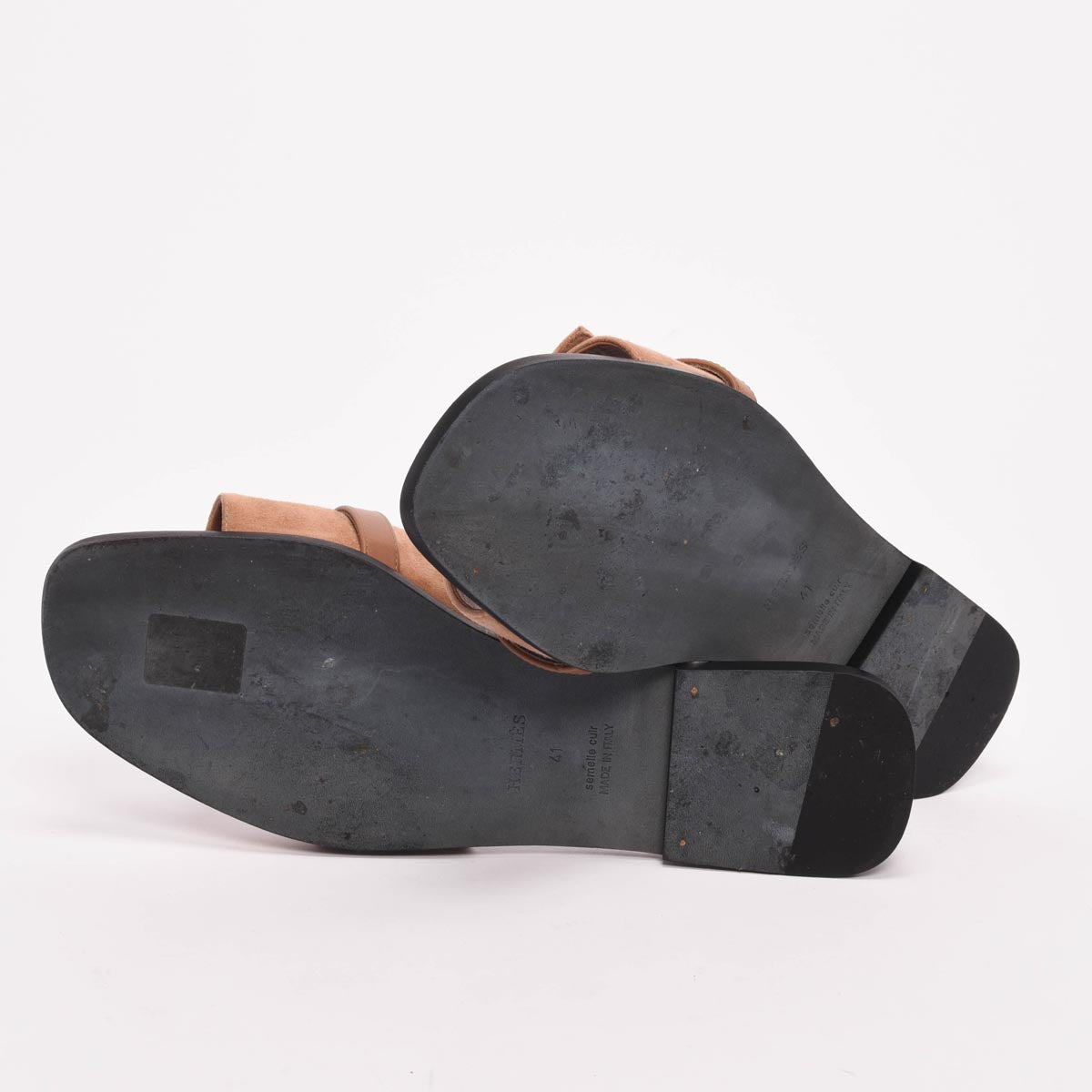 Hermes Rose Perle Suede Goatskin Giulia Sandals 41