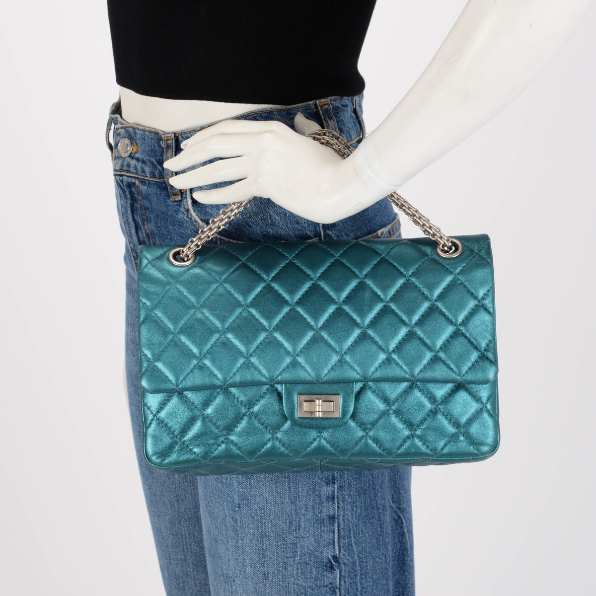 Chanel Teal Metallic Calfskin 2.55 Reissue 226 Flap Bag