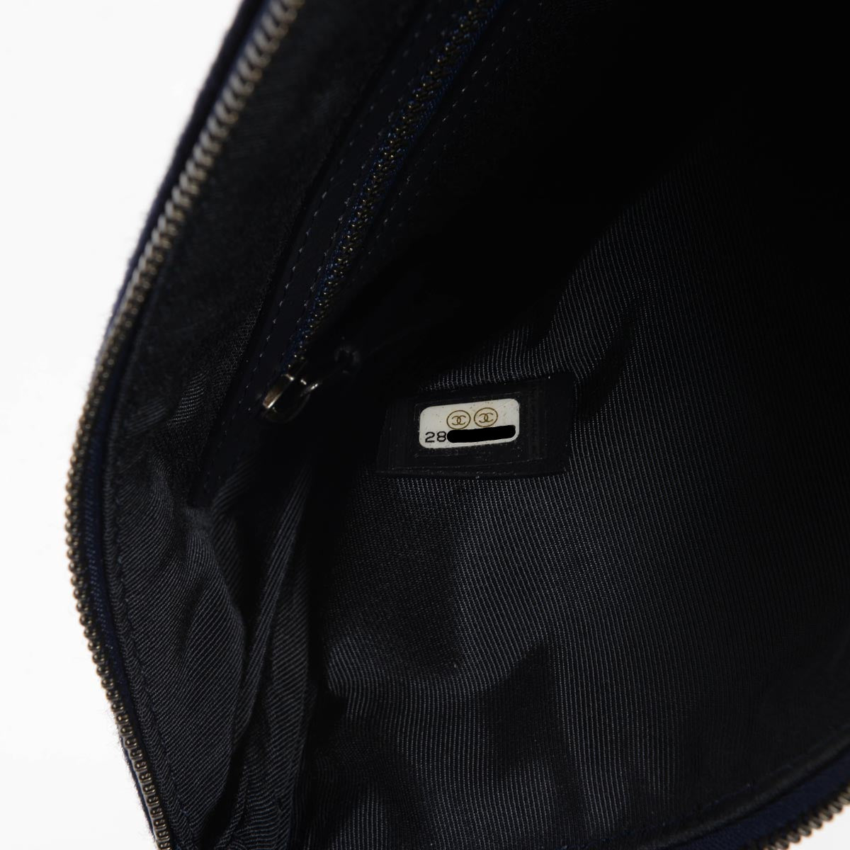 Chanel Navy Embroidered Felt Medium O-Case