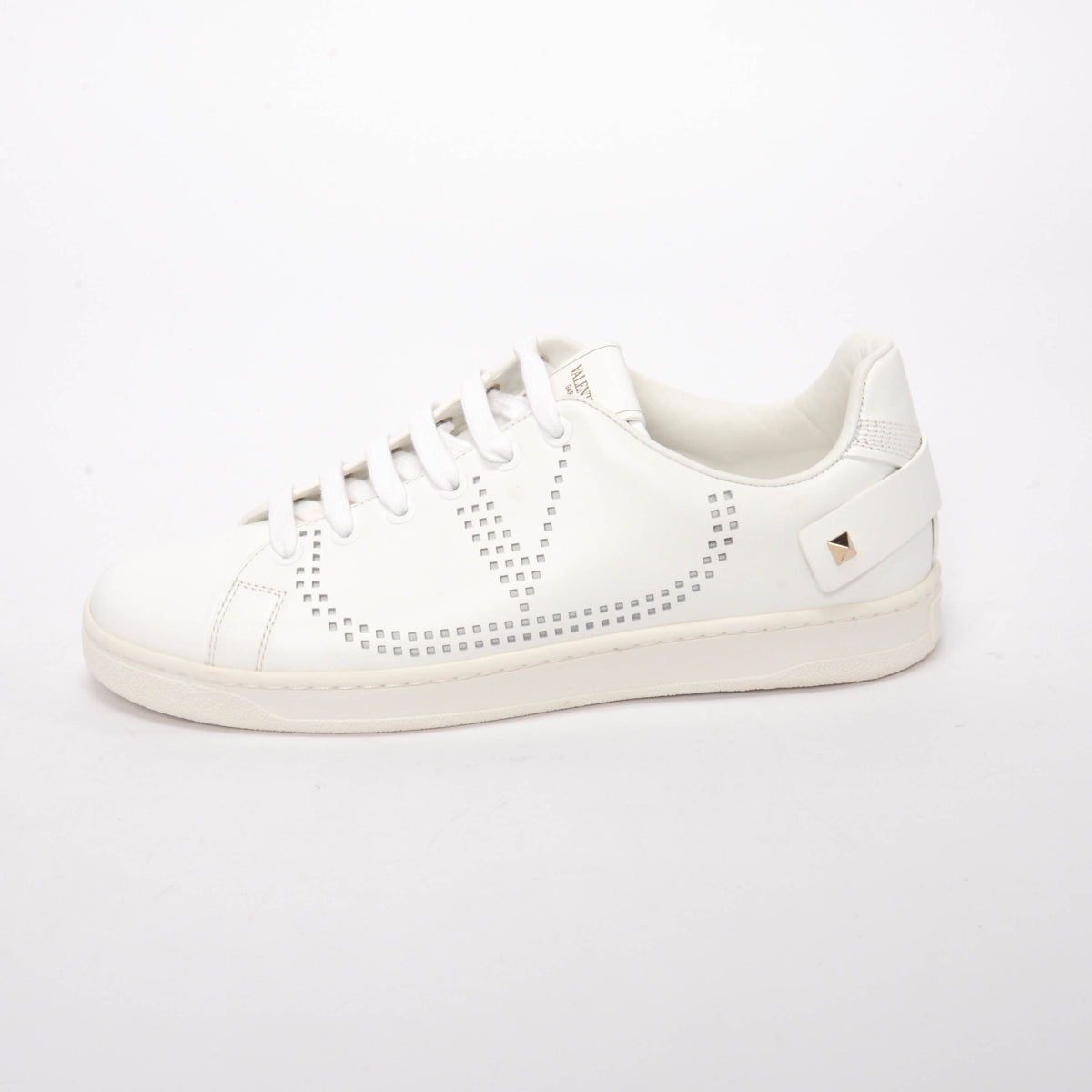 Valentino White Calfskin VLogo Backnet Sneakers 38