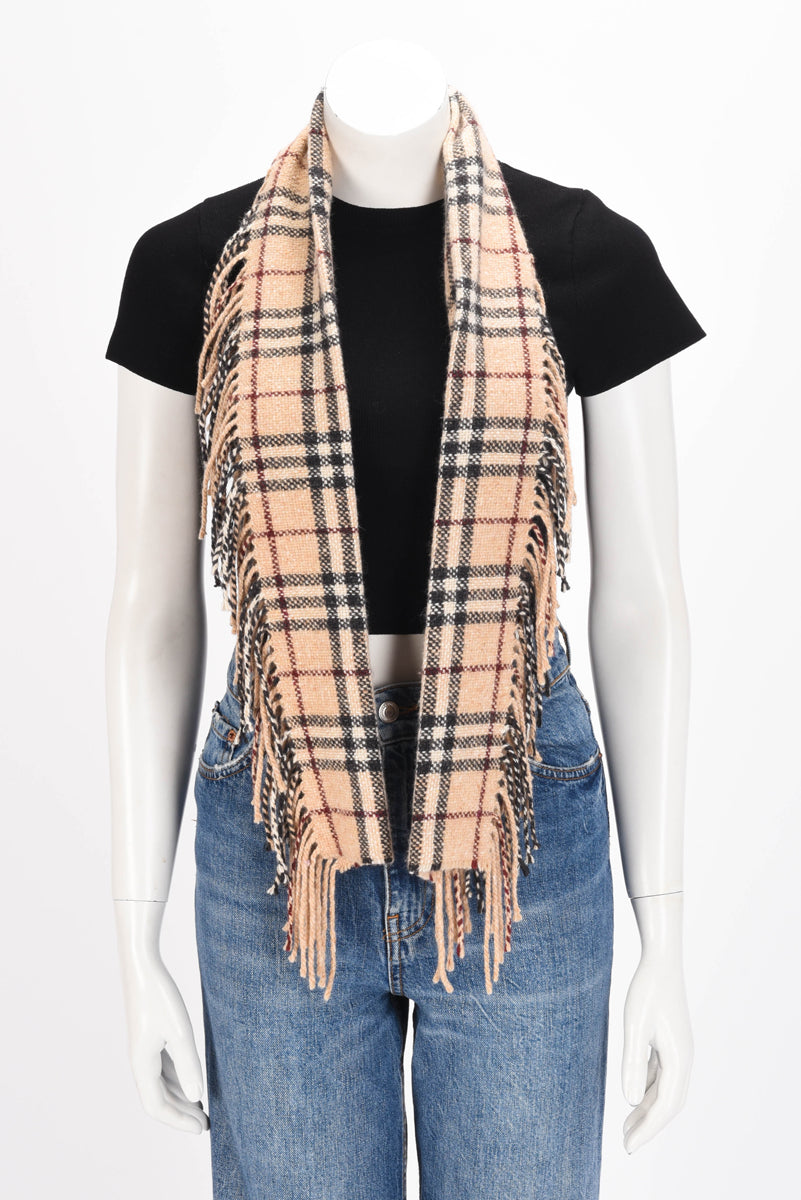 Burberry Nova Check Merino Wool Fringed Scarf
