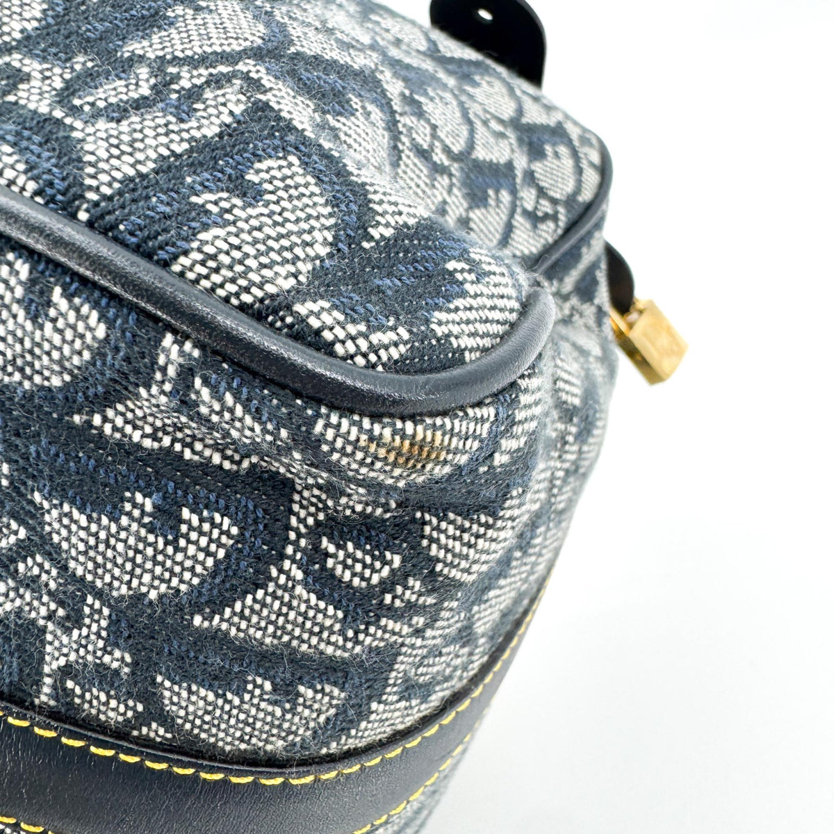Dior Vintage Blue Diorissimo Canvas Trotter Small Boston Bag