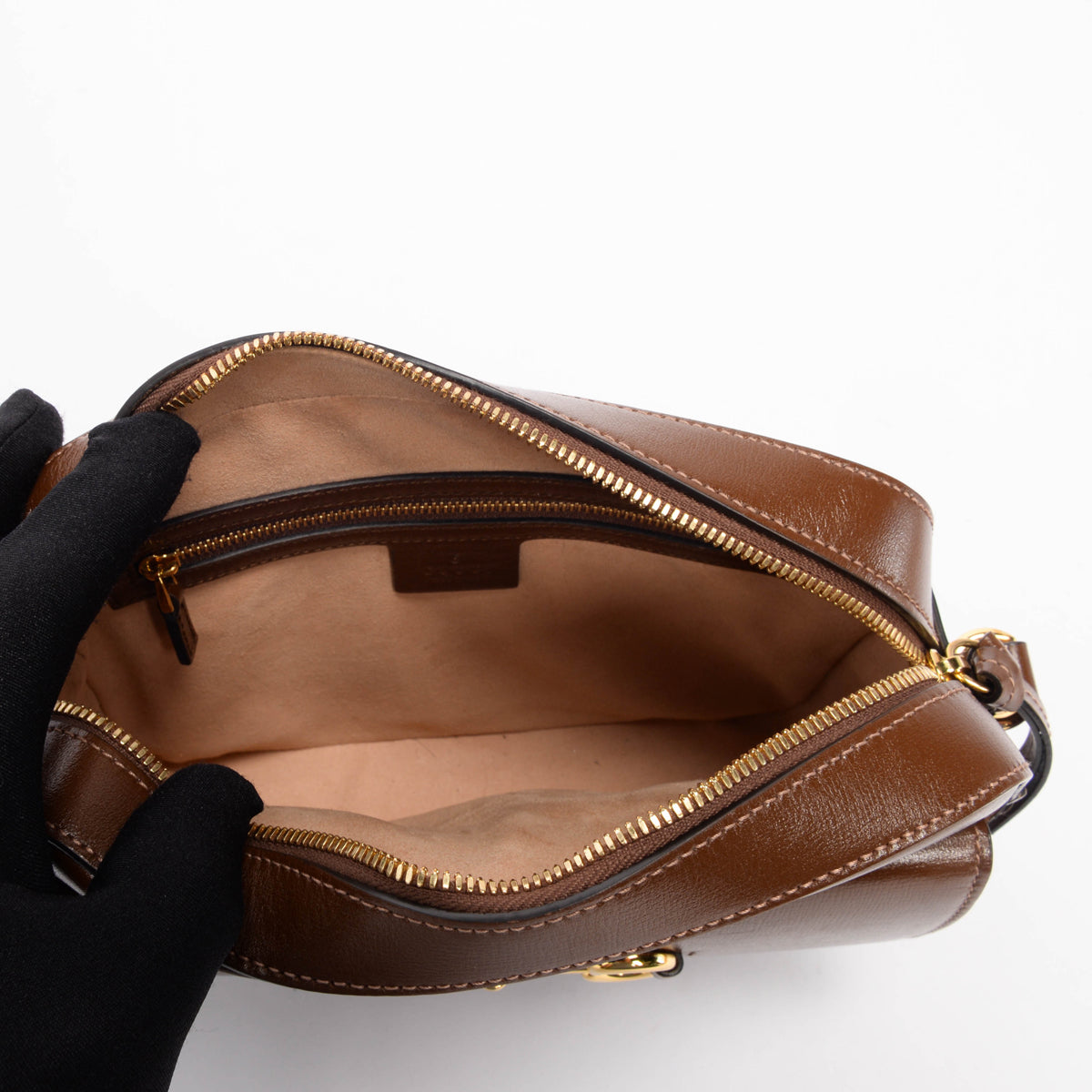 Gucci Brown Leather Horsebit 1955 Small Camera Bag