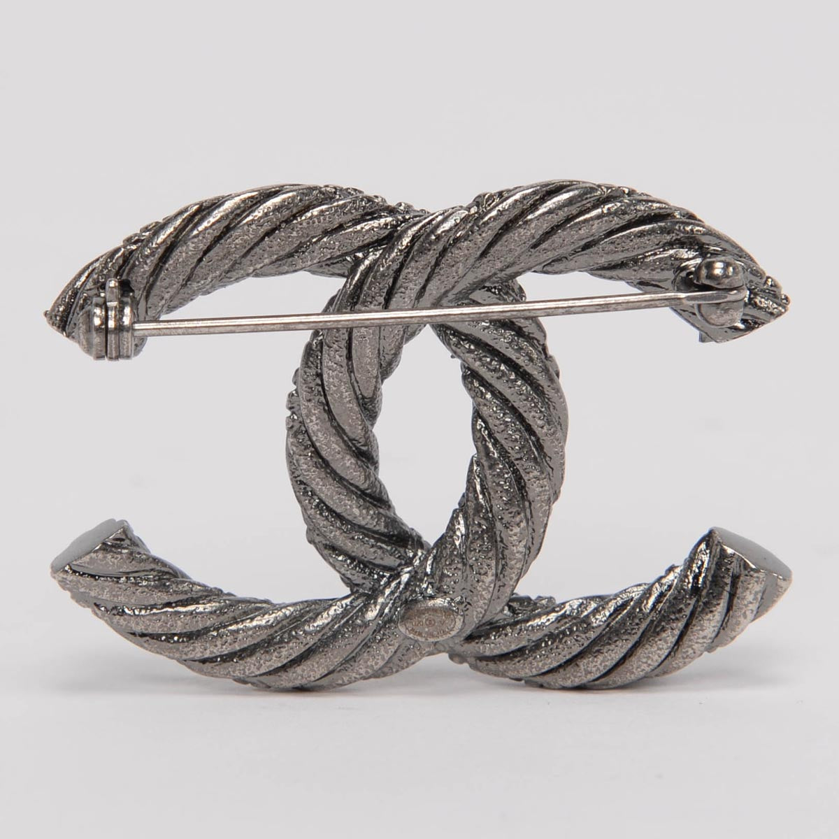 Chanel Ruthenium Twisted CC Brooch