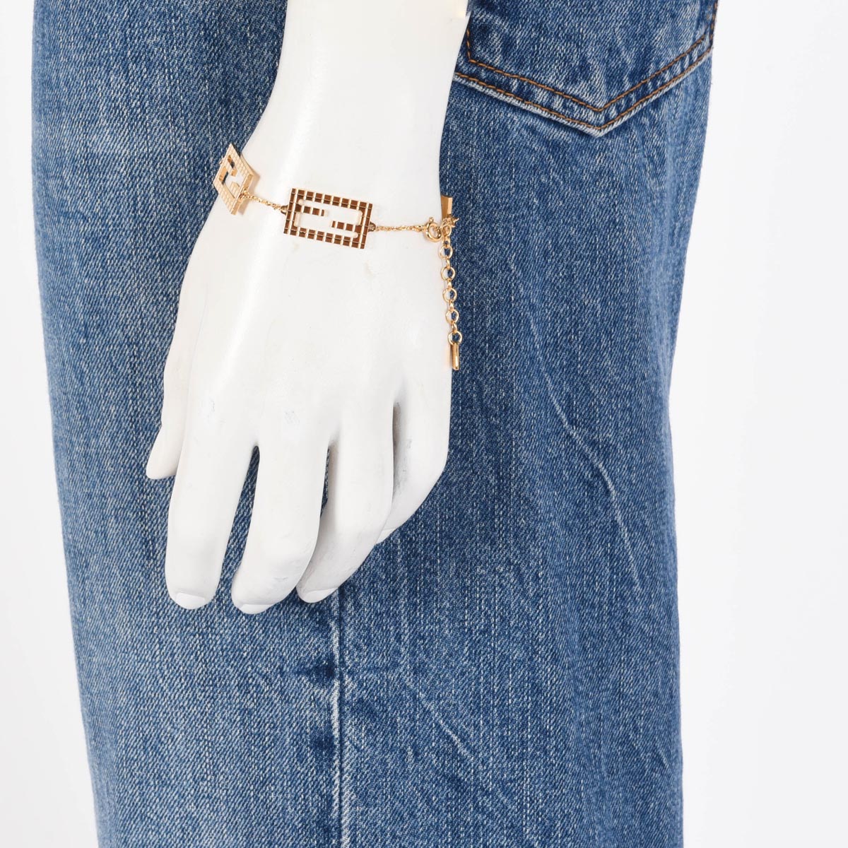 Fendi Gold Tone Metal Baguette Bracelet