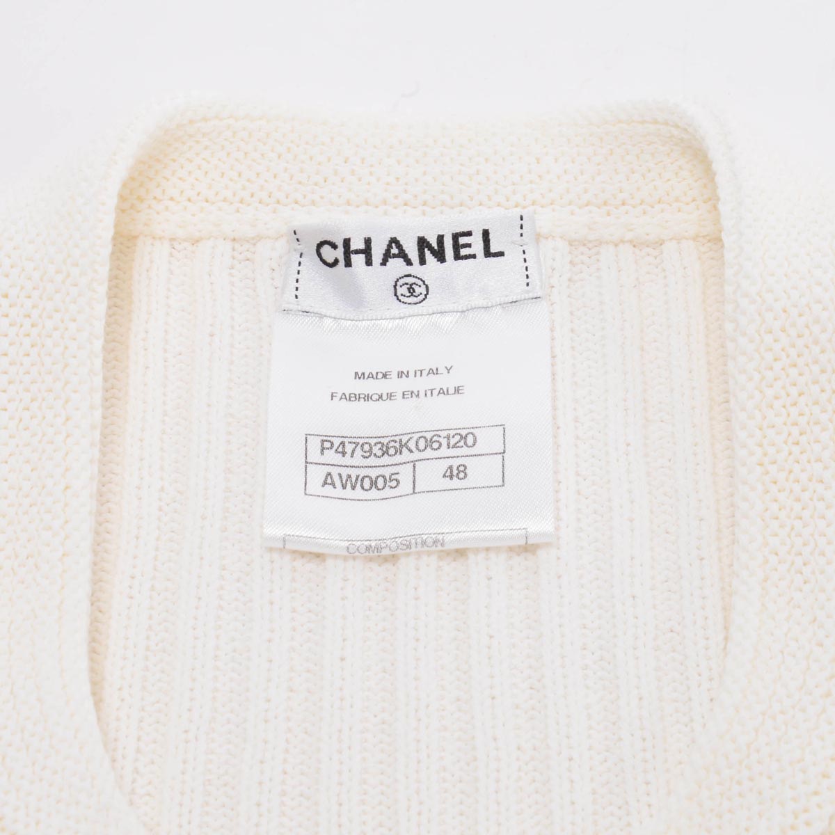 Chanel White Crochet Knit Four Pocket Cardigan FR 48