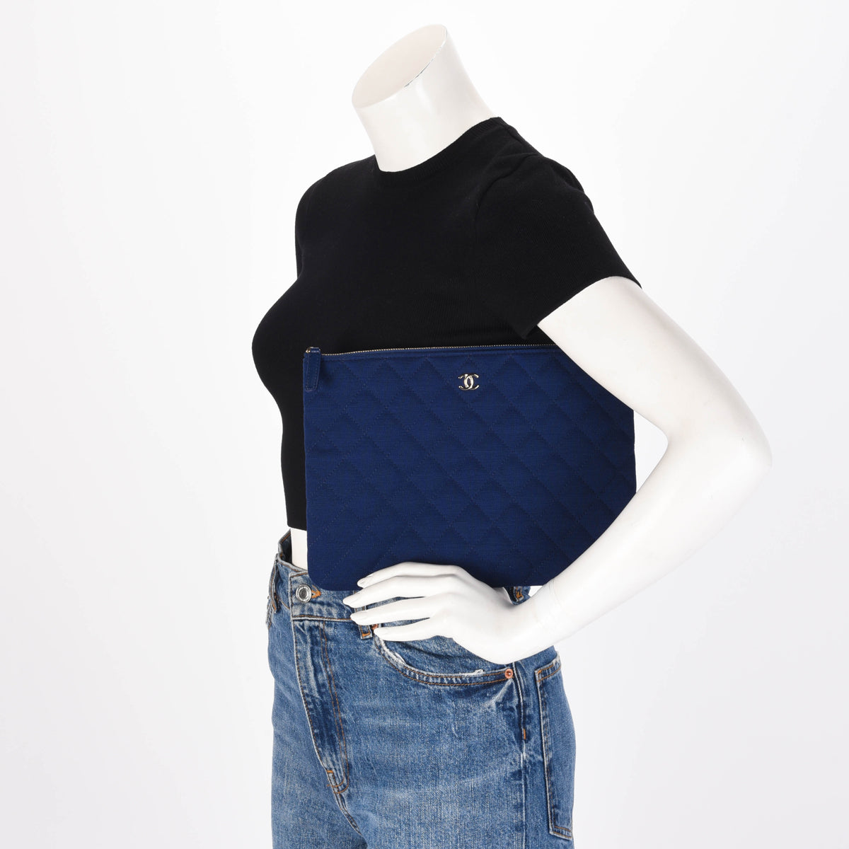 Chanel Cobalt Quilted Jersey Medium O-Case