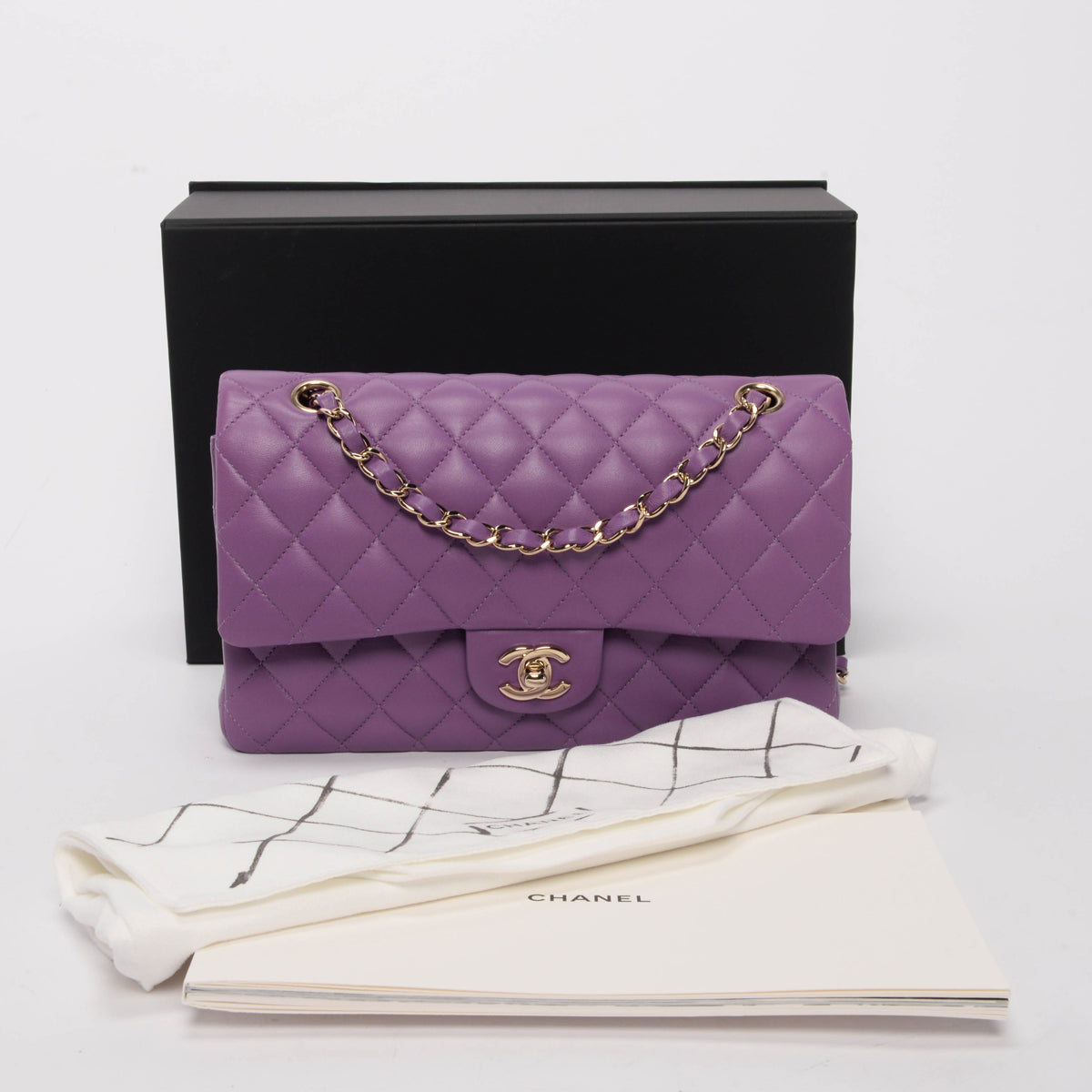 Chanel Purple Quilted Lambskin Medium Classic Flap Bag