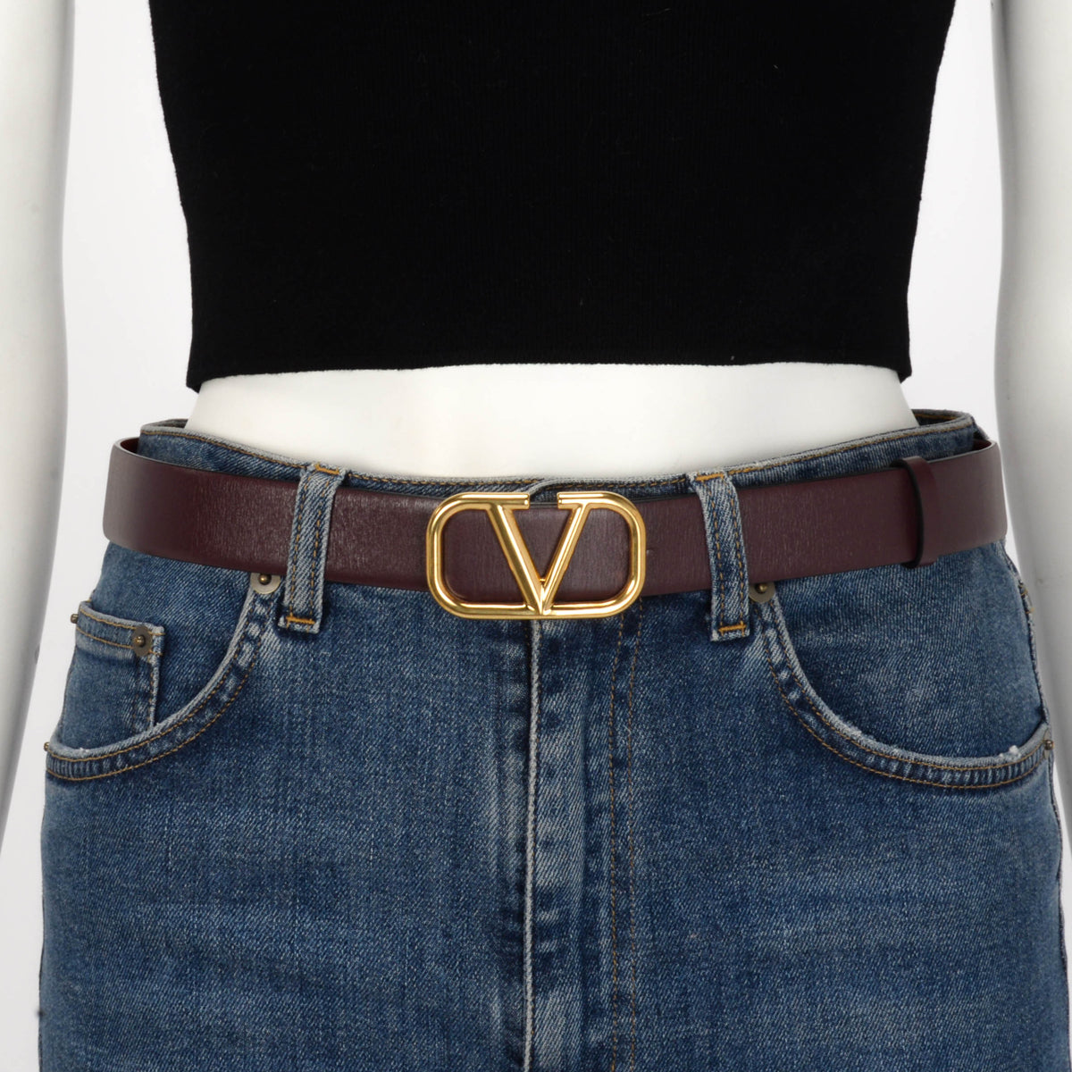 Valentino Red & Burgundy Glossy Calfskin Vlogo Reversible Belt