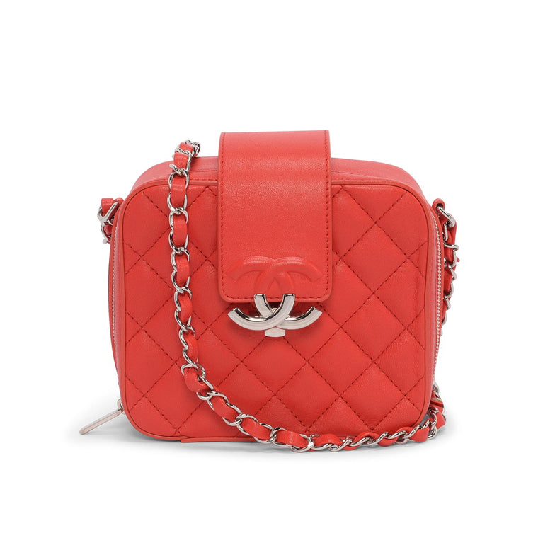 Chanel Red Quilted Leather Mini CC Box Camera Bag
