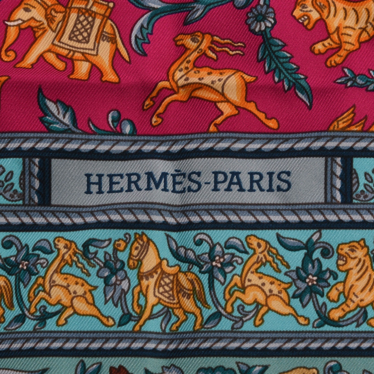 Hermes Aqua Silk Chasse En Inde Scarf