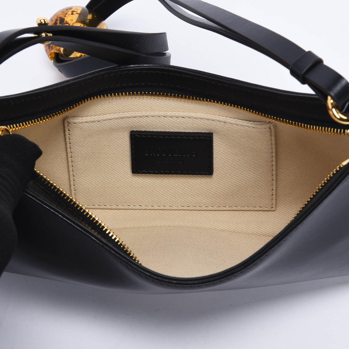 Jacquemus Black Calfskin Le Bisou Perle Bag