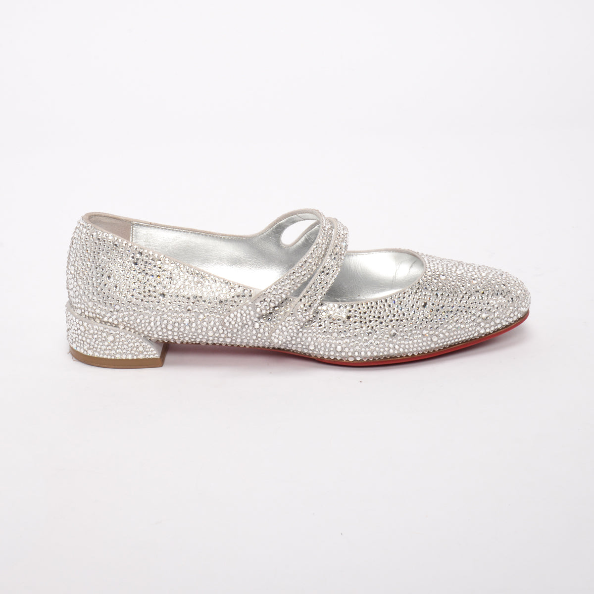 Christian Louboutin Silver Strass Embellished Sweet Jane Shoes 38
