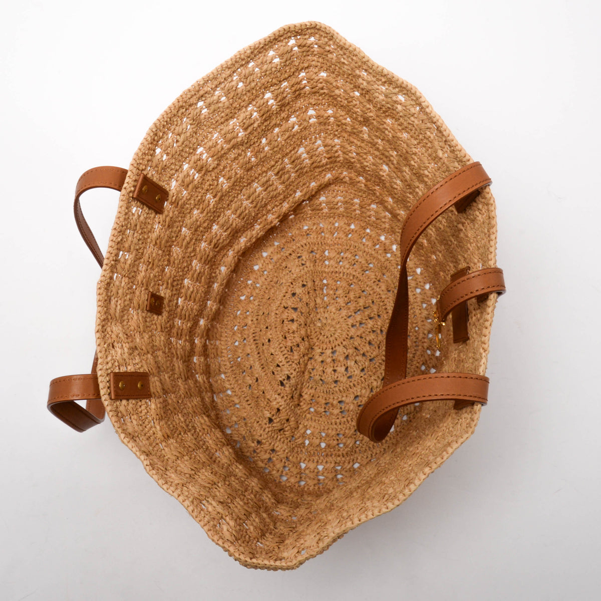 Saint Laurent Tan Raffia Medium Panier Basket Tote