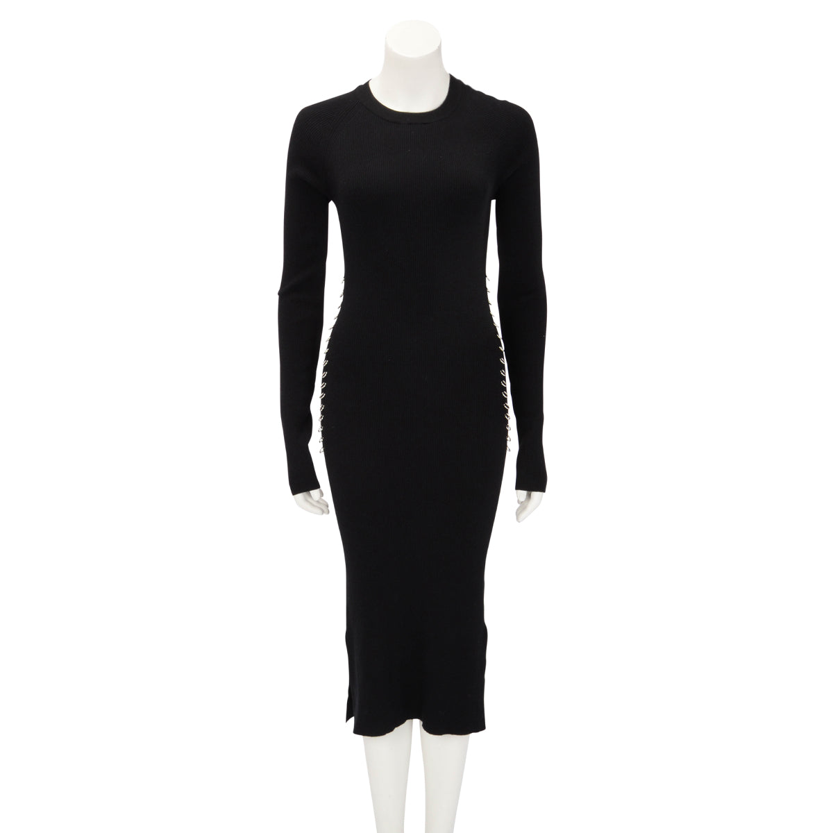Mugler Black Knit Piercing Detail Midi Dress XL