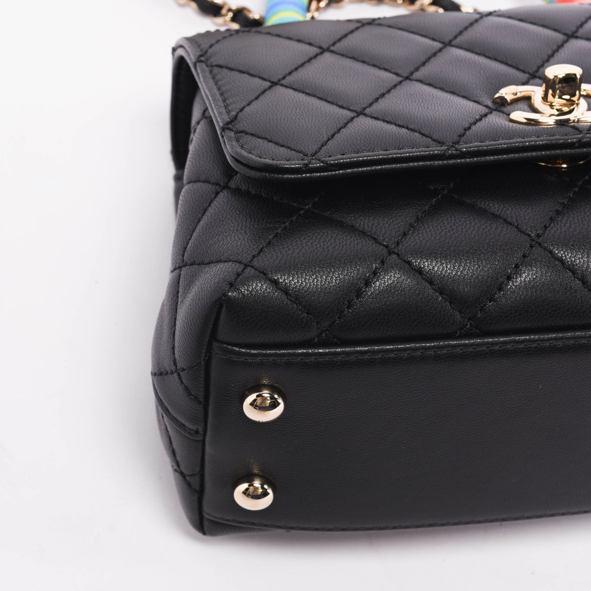 Chanel Black Goatskin Rainbow Extra Mini Coco Handle Bag