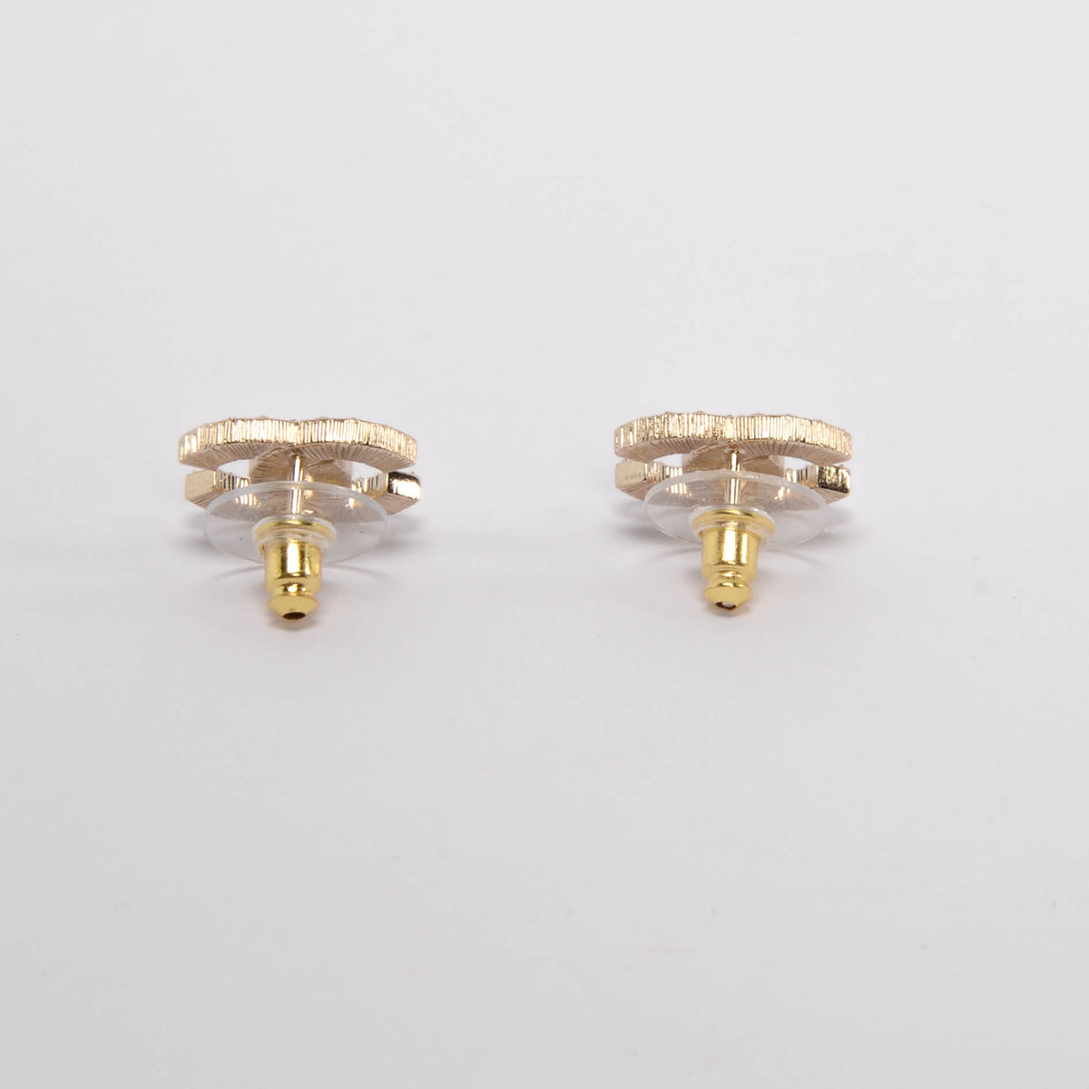 Chanel Light Gold Crystal CC Earrings