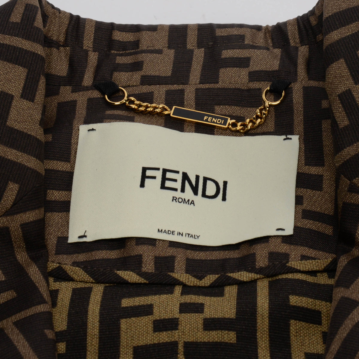 Fendi Tobacco Silk FF Monogram Blazer IT 36