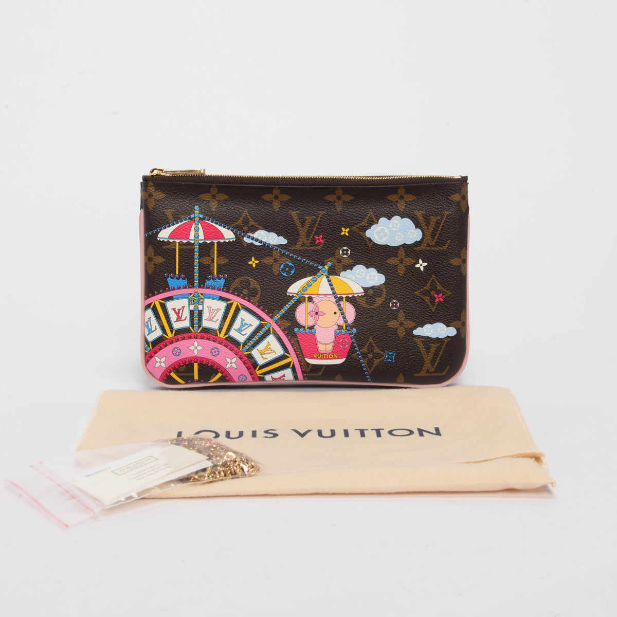Louis Vuitton Monogram Big Wheel Double Zip Pochette