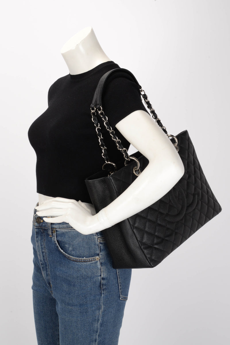 Chanel Black Quilted Caviar Grand Shopping Tote